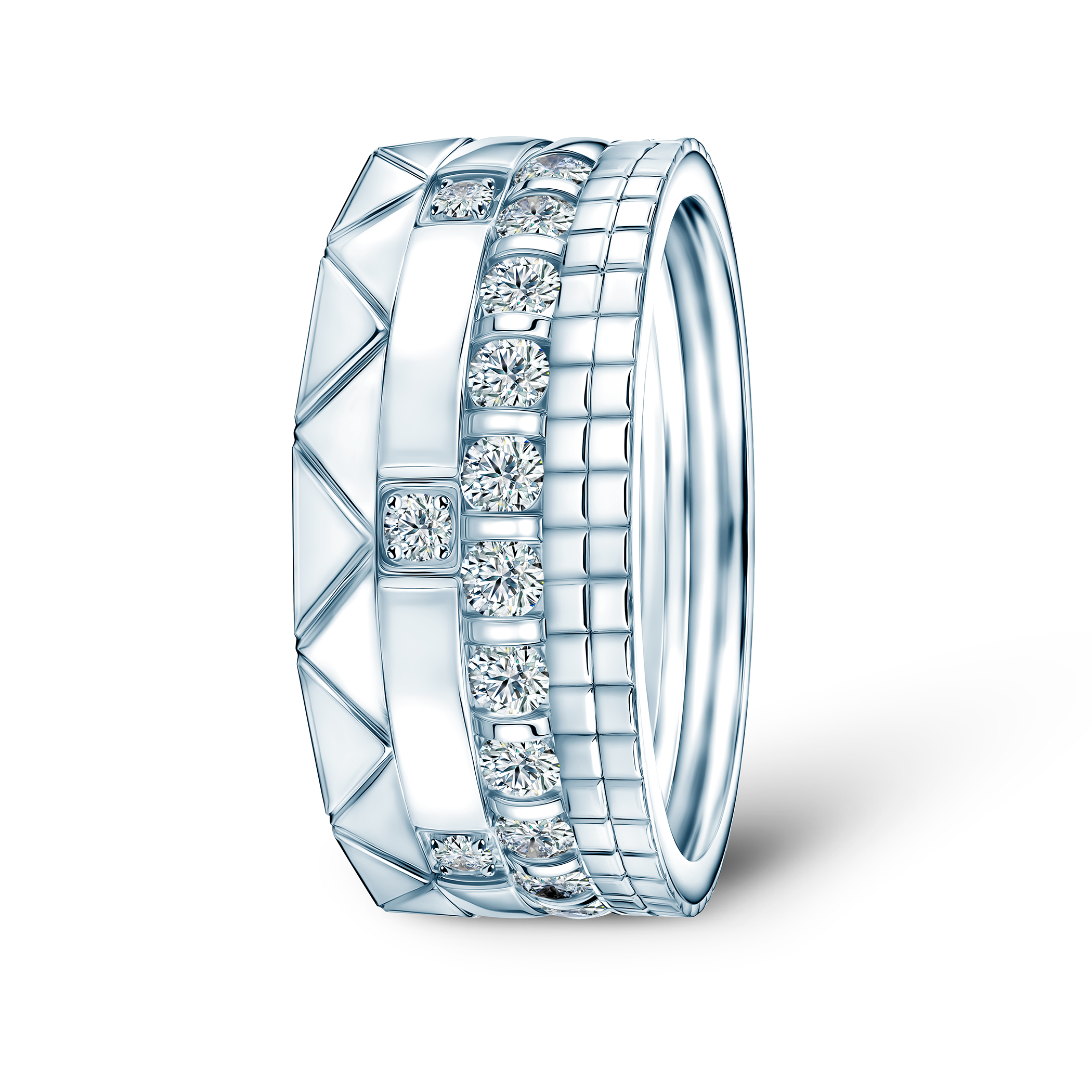 Pierścionki Symphony zestaw: srebrny, diamenty laboratoryjne