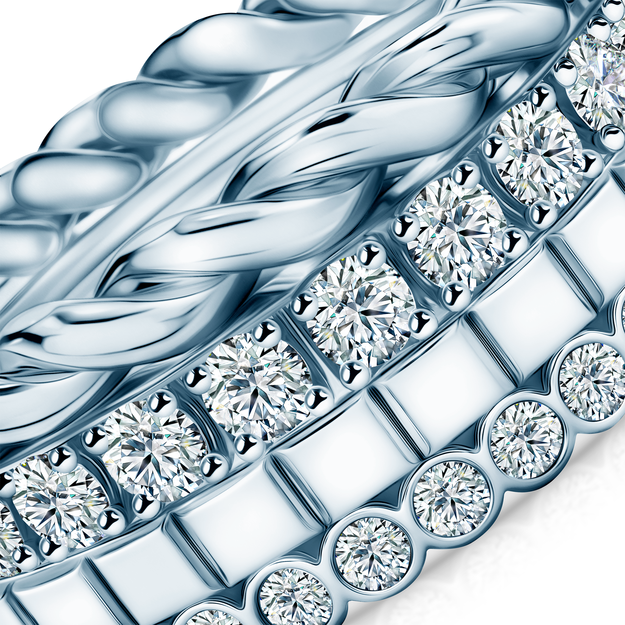 Pierścionki Symphony zestaw: srebrny, diamenty laboratoryjne