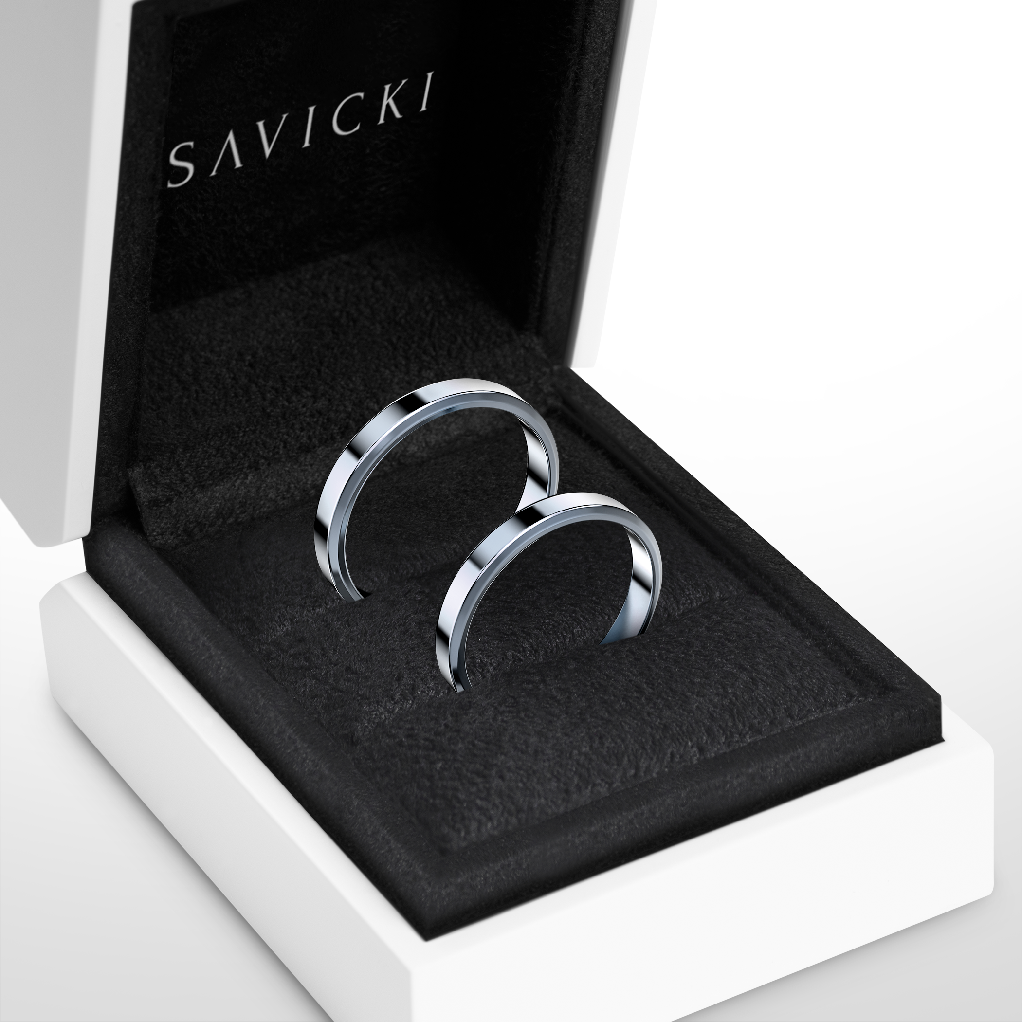 Obrączki ślubne: białe złoto, z fazą, 3 mm