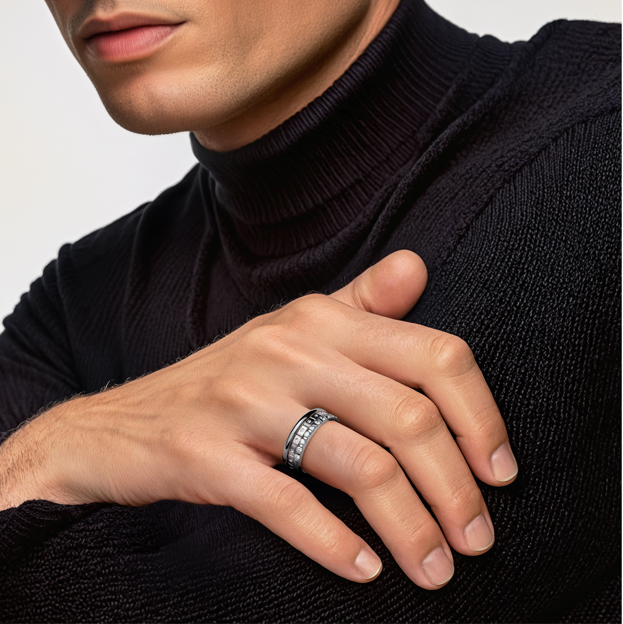 Pierścionki Symphony zestaw: srebrny, diamenty laboratoryjne