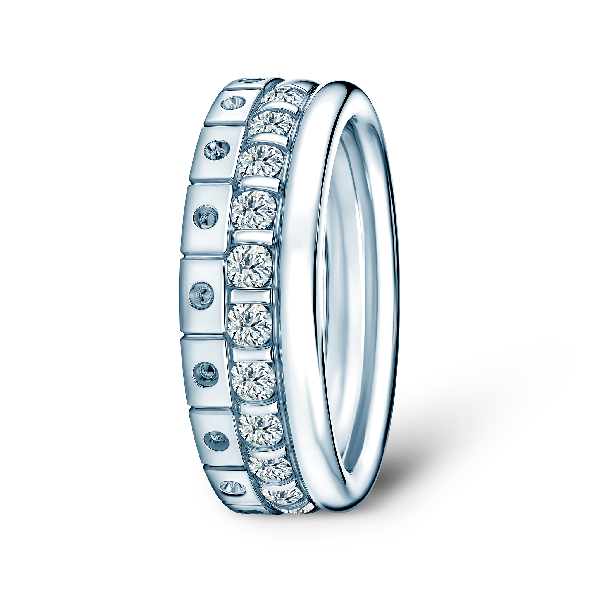 Pierścionki Symphony zestaw: srebrny, diamenty laboratoryjne