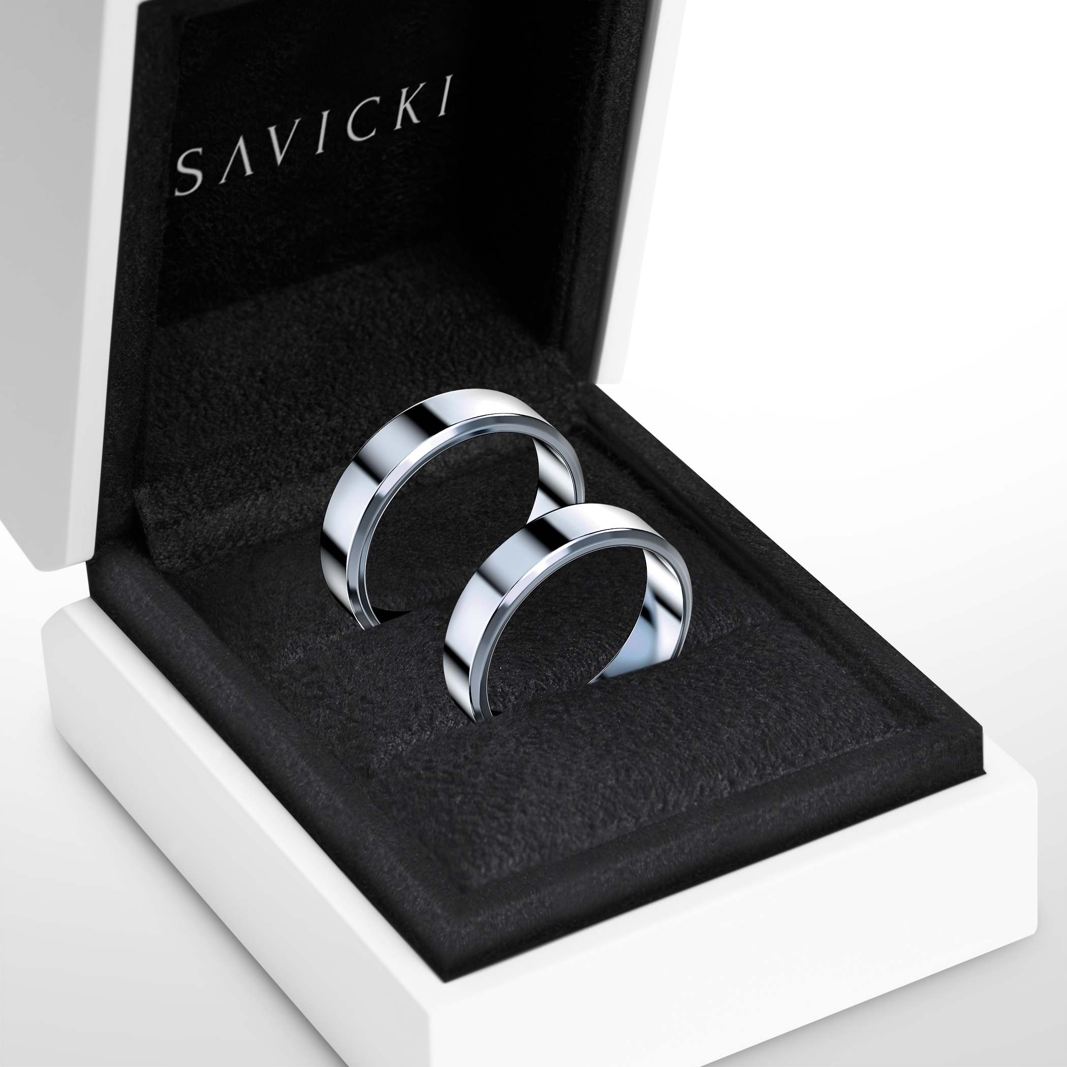 Eheringe: Weißgold, mit Fase, 5 mm