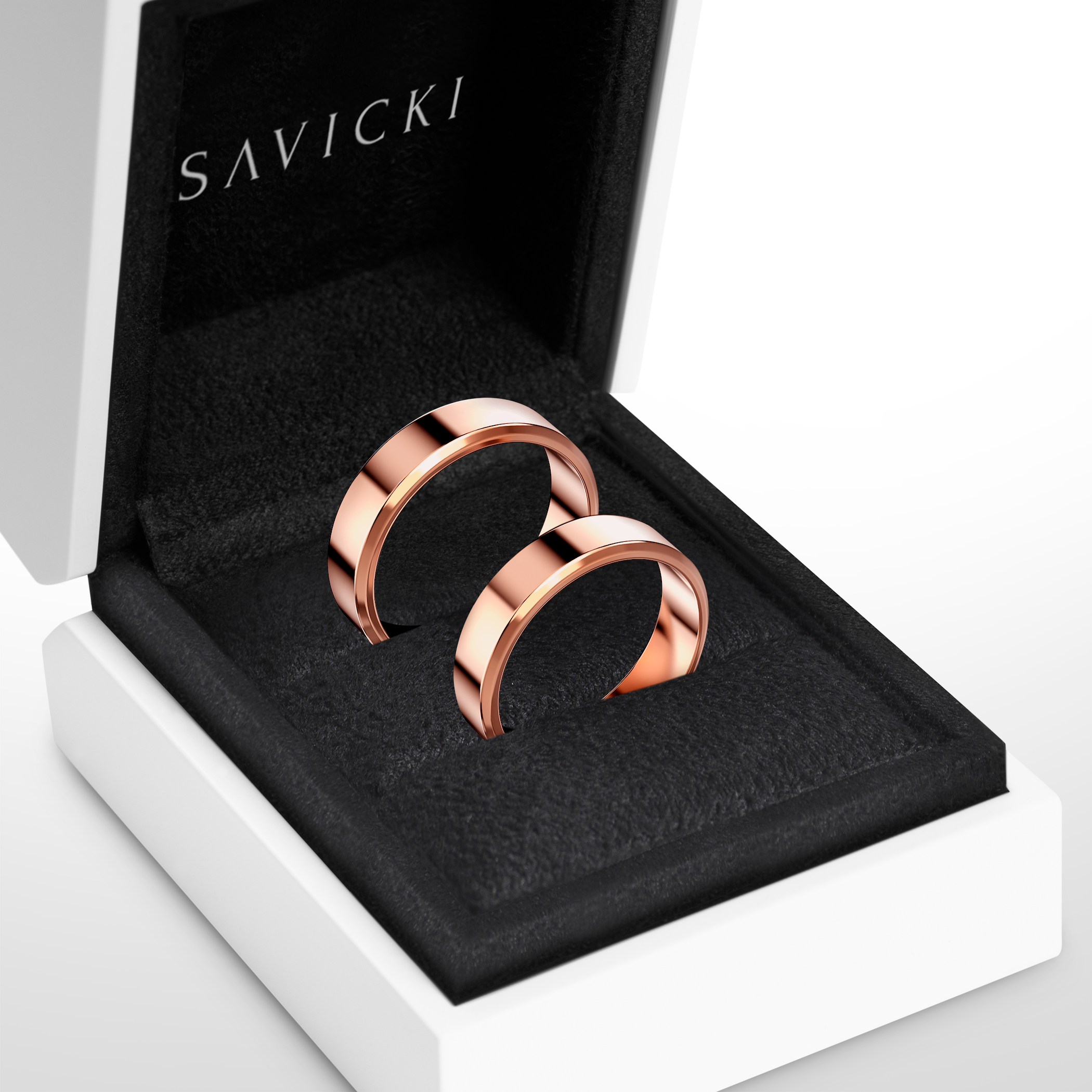 Eheringe: Roségold, mit Fase, 5 mm - 6