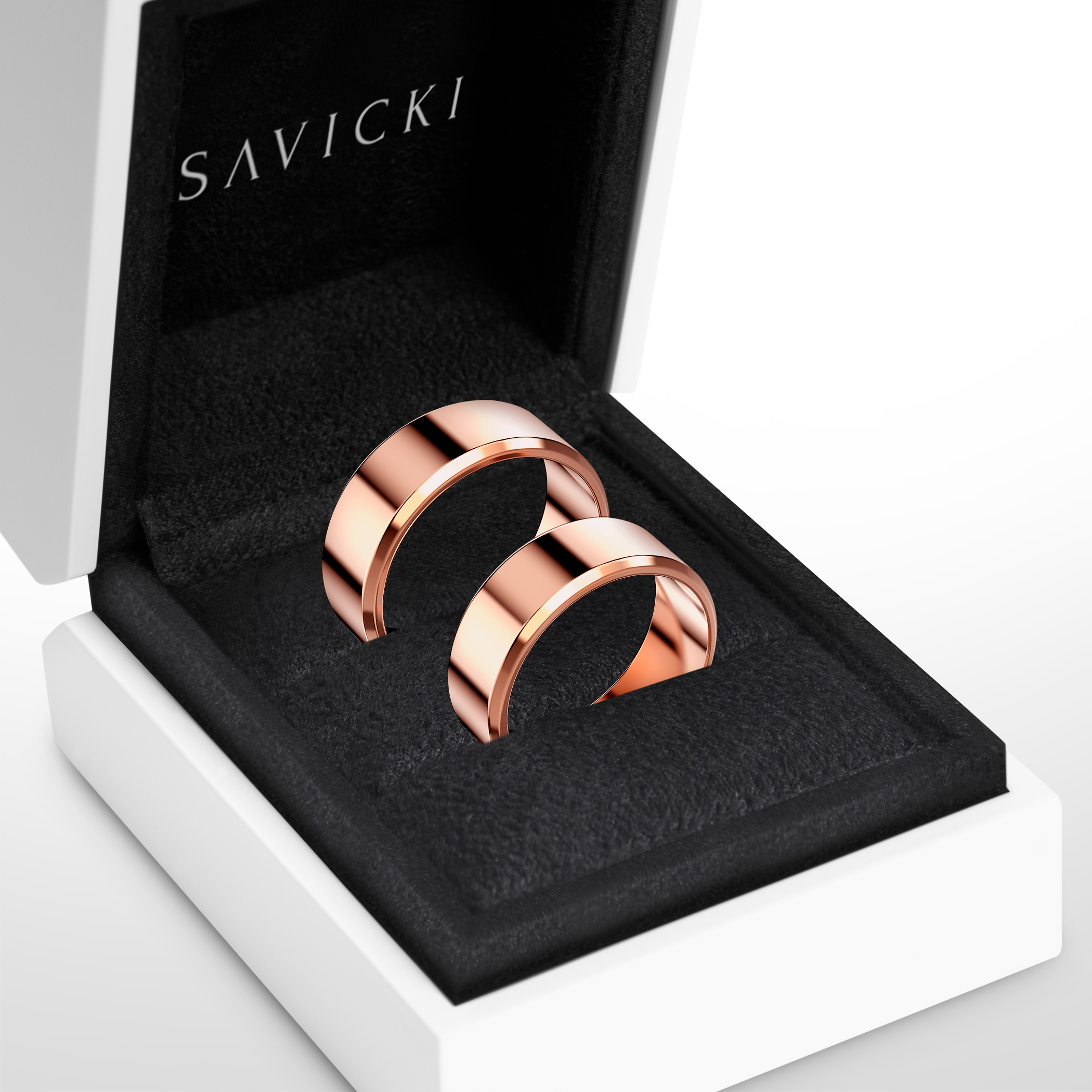 Obrączki ślubne: różowe złoto, z fazą, 7 mm