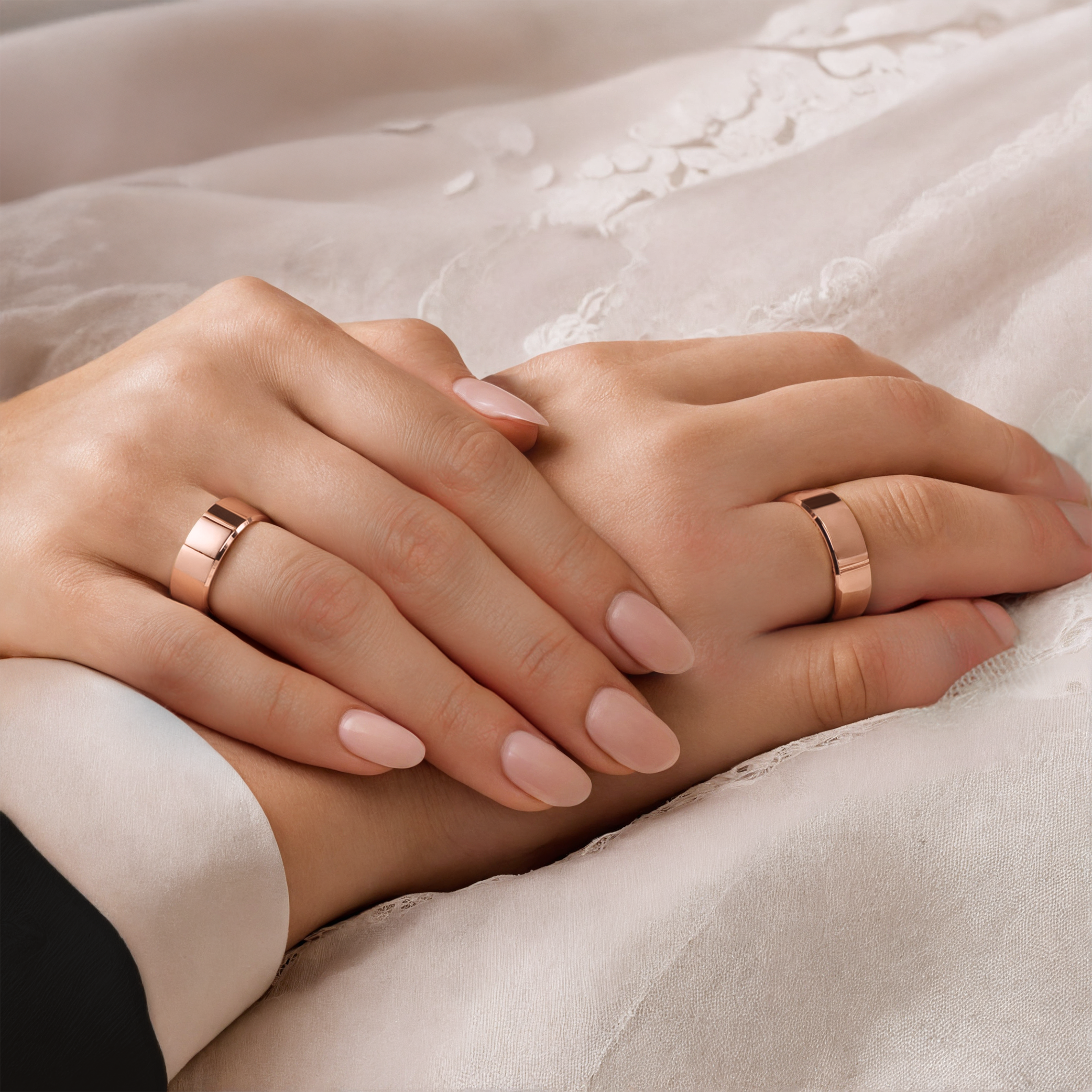 Obrączki ślubne: różowe złoto, z fazą, 7 mm