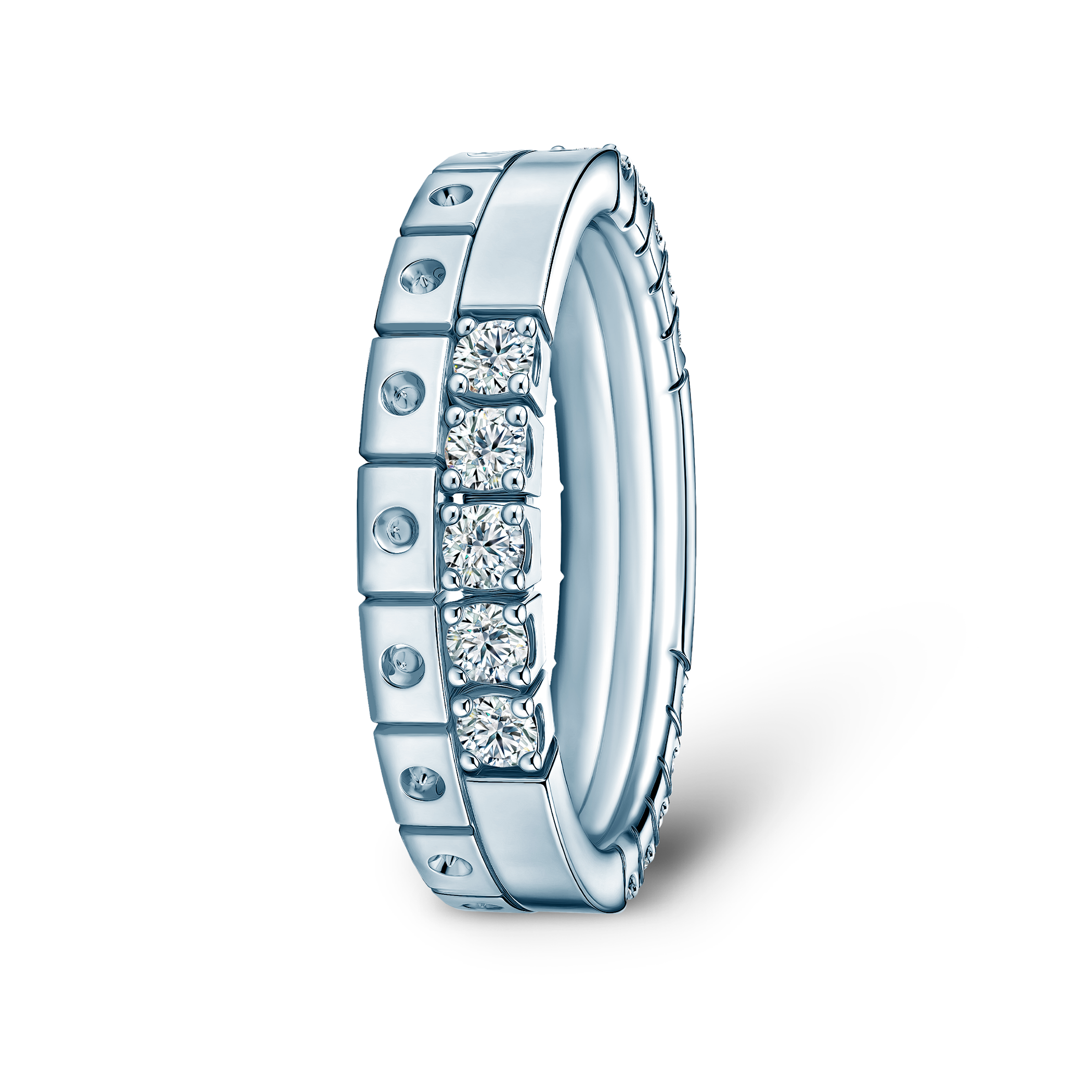 Pierścionki Symphony zestaw: srebrny, diamenty laboratoryjne