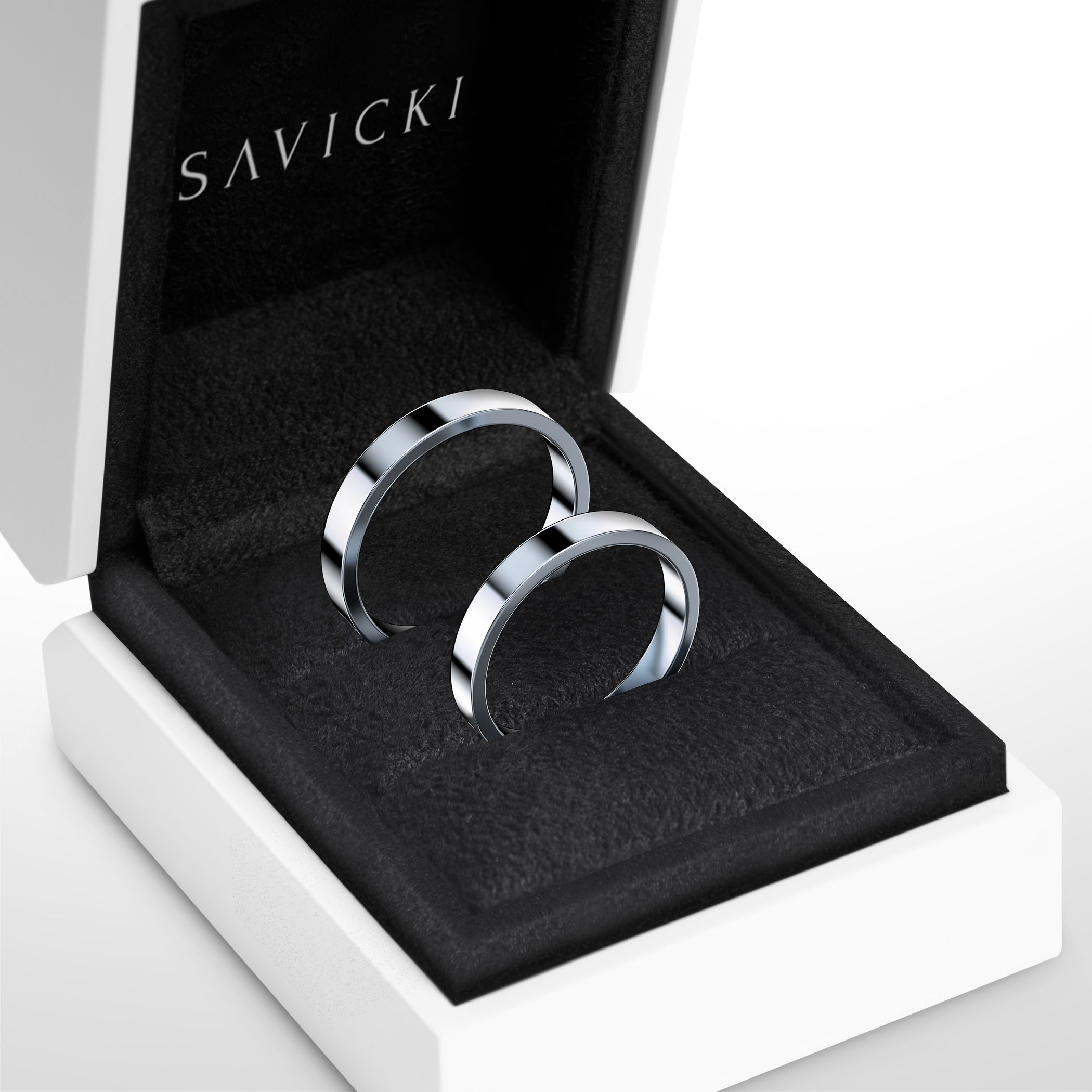 Trauringe: Platin, flach, 3 mm