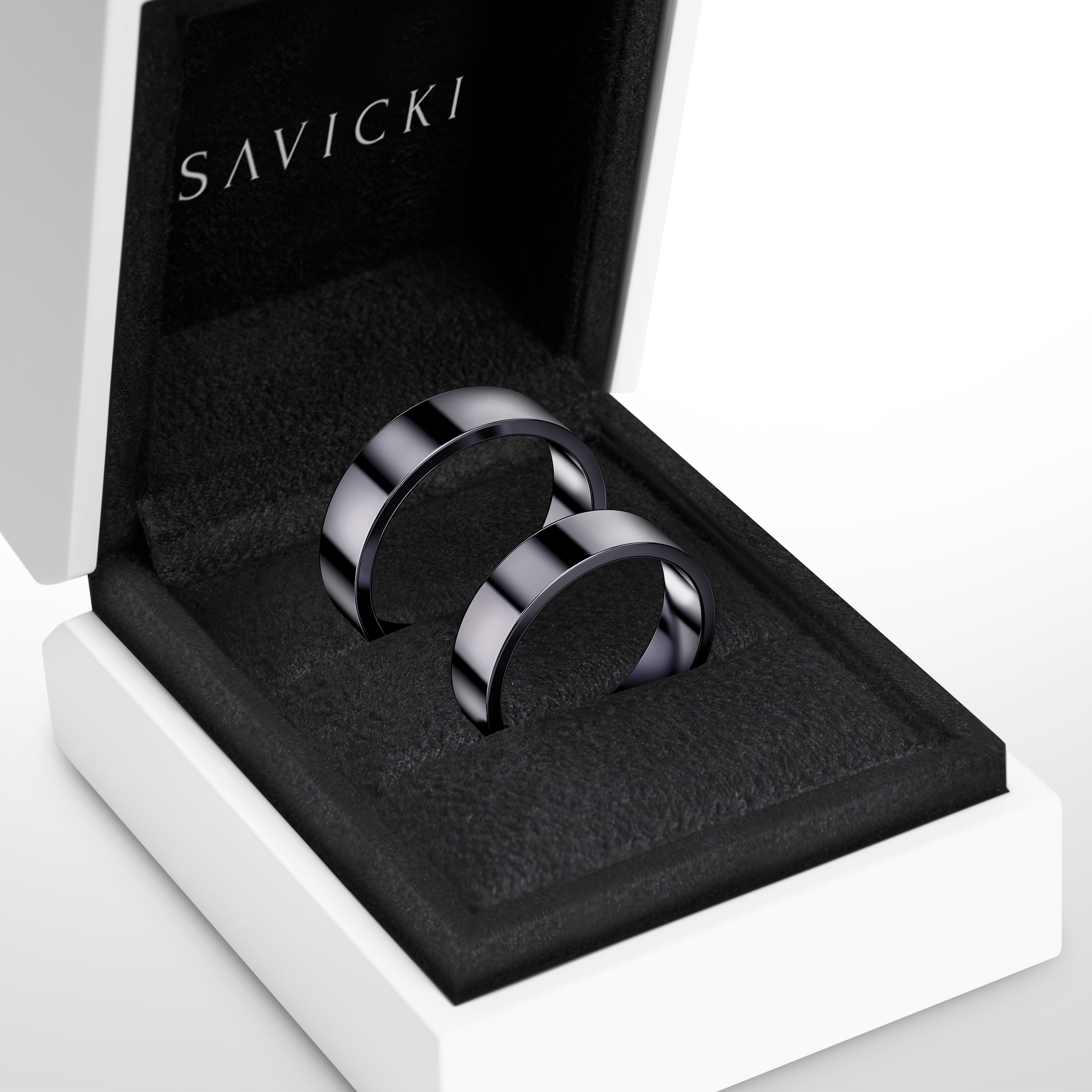 Obrączki ślubne: czarne złoto, płaskie, 5 mm