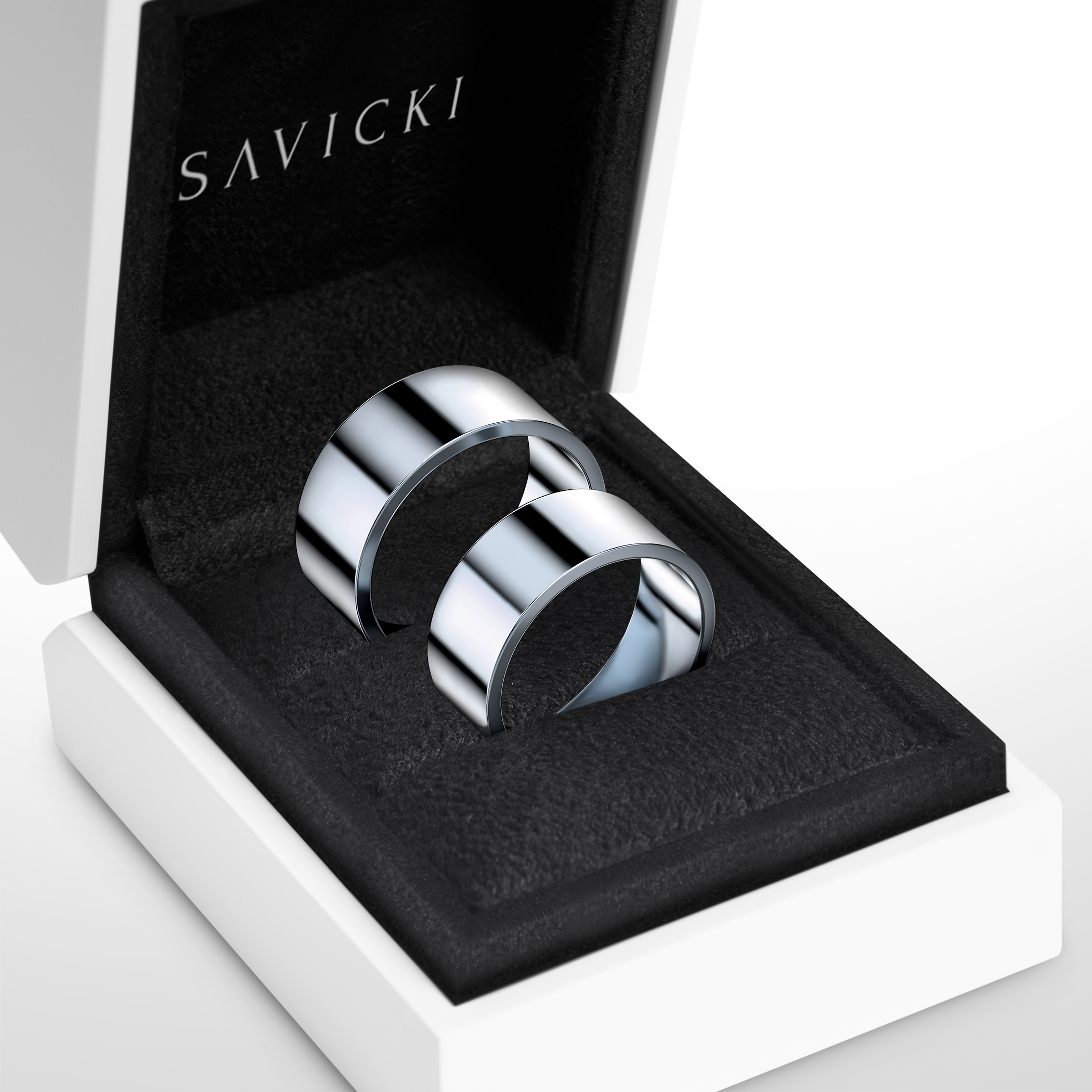 Obrączki ślubne: białe złoto, płaskie, 7 mm