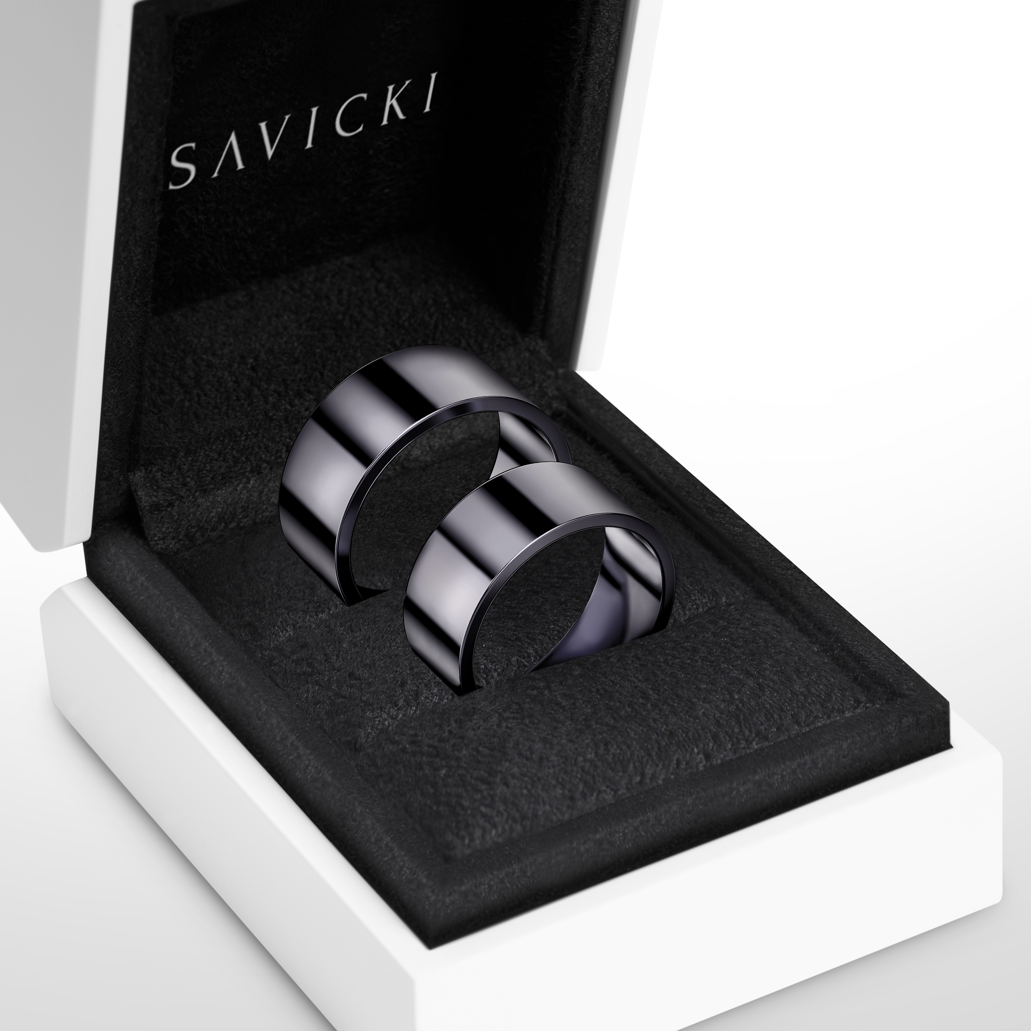 Obrączki ślubne: czarne złoto, płaskie, 7 mm