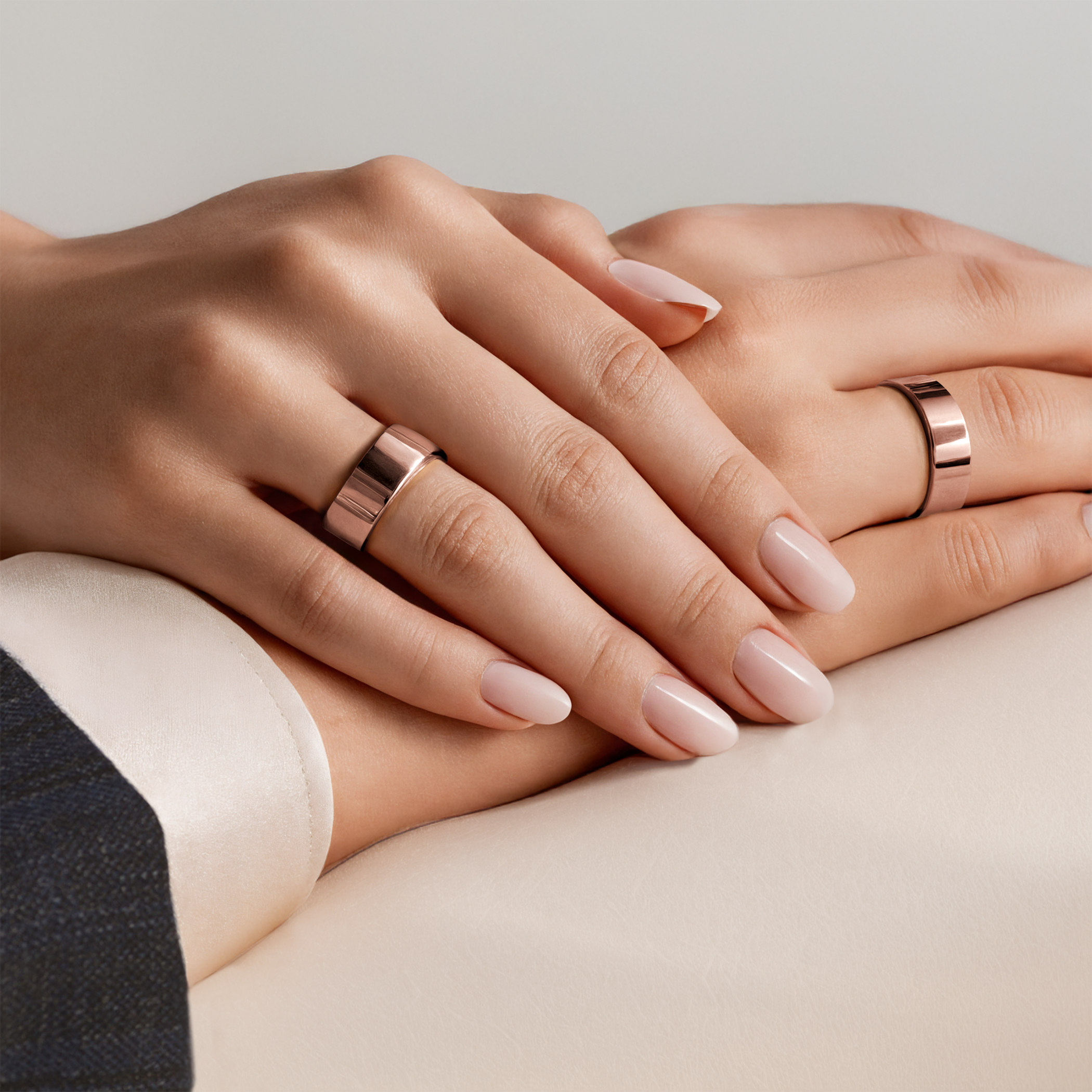 Obrączki ślubne: różowe złoto, płaskie, 7 mm