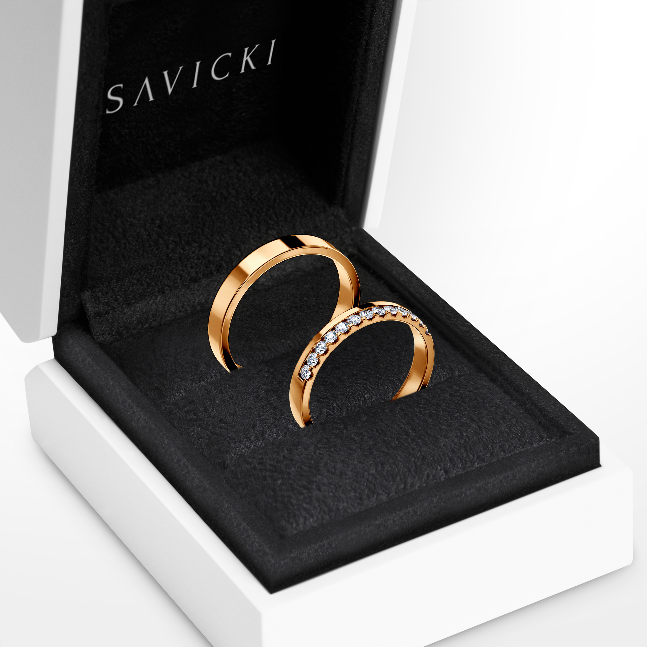 Eheringe Dream: Gold, Diamanten, Flach, 3 mm