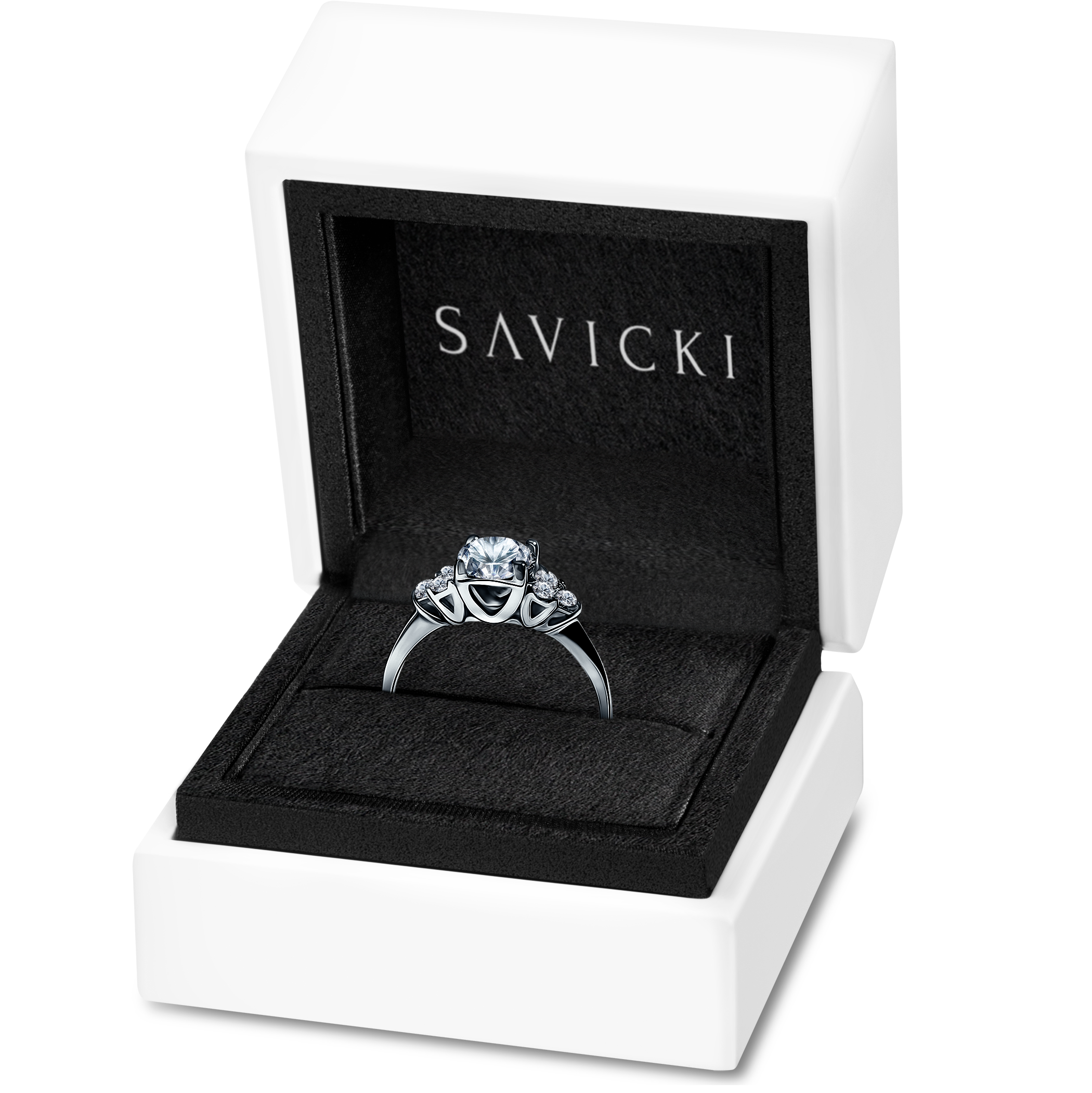 Pierścionek zaręczynowy Fairytale: białe złoto, diament laboratoryjny