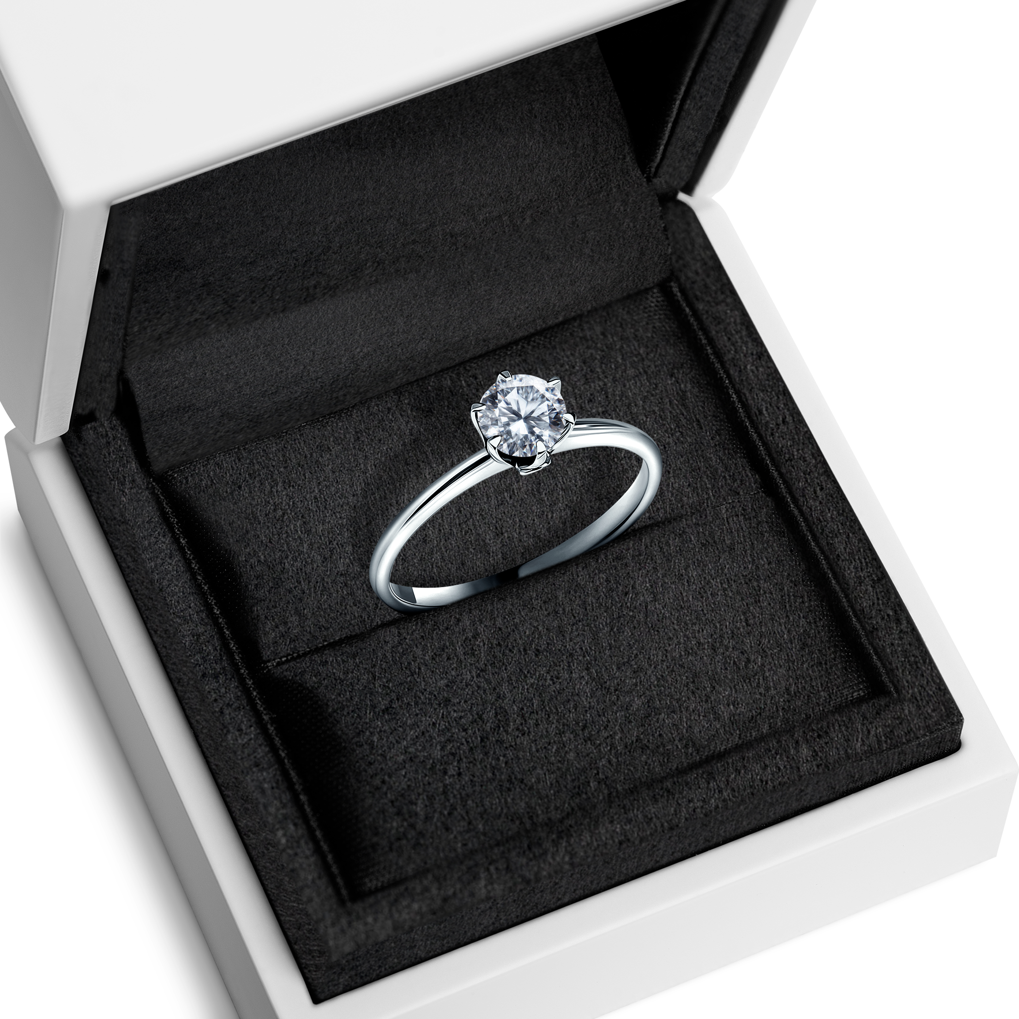 Pierścionek zaręczynowy The Journey: białe złoto, diament laboratoryjny