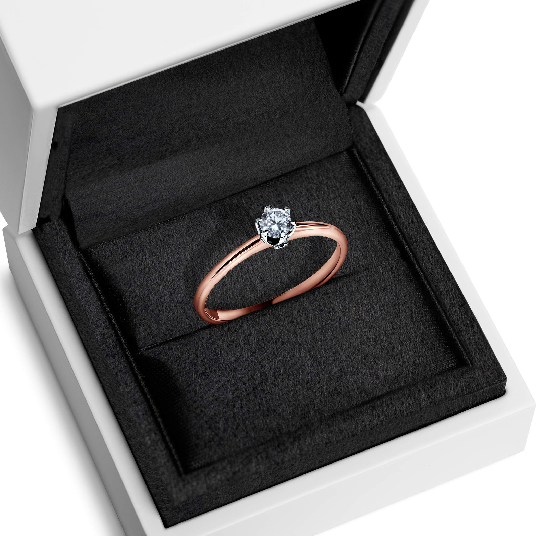 Verlobungsring The Journey: zweifarbiges Gold, Labordiamant