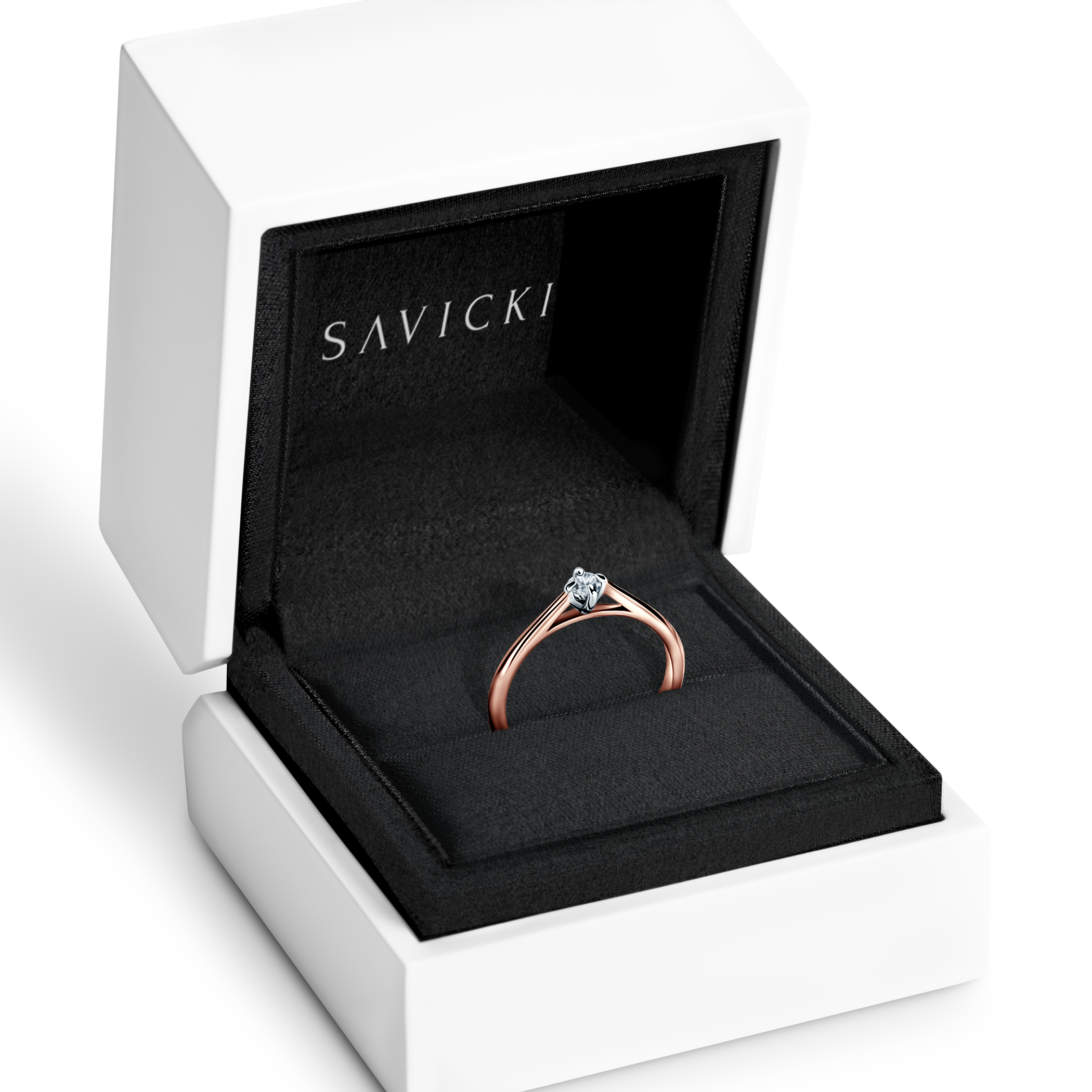 Verlobungsring The Light: zweifarbiges Gold, Labordiamant