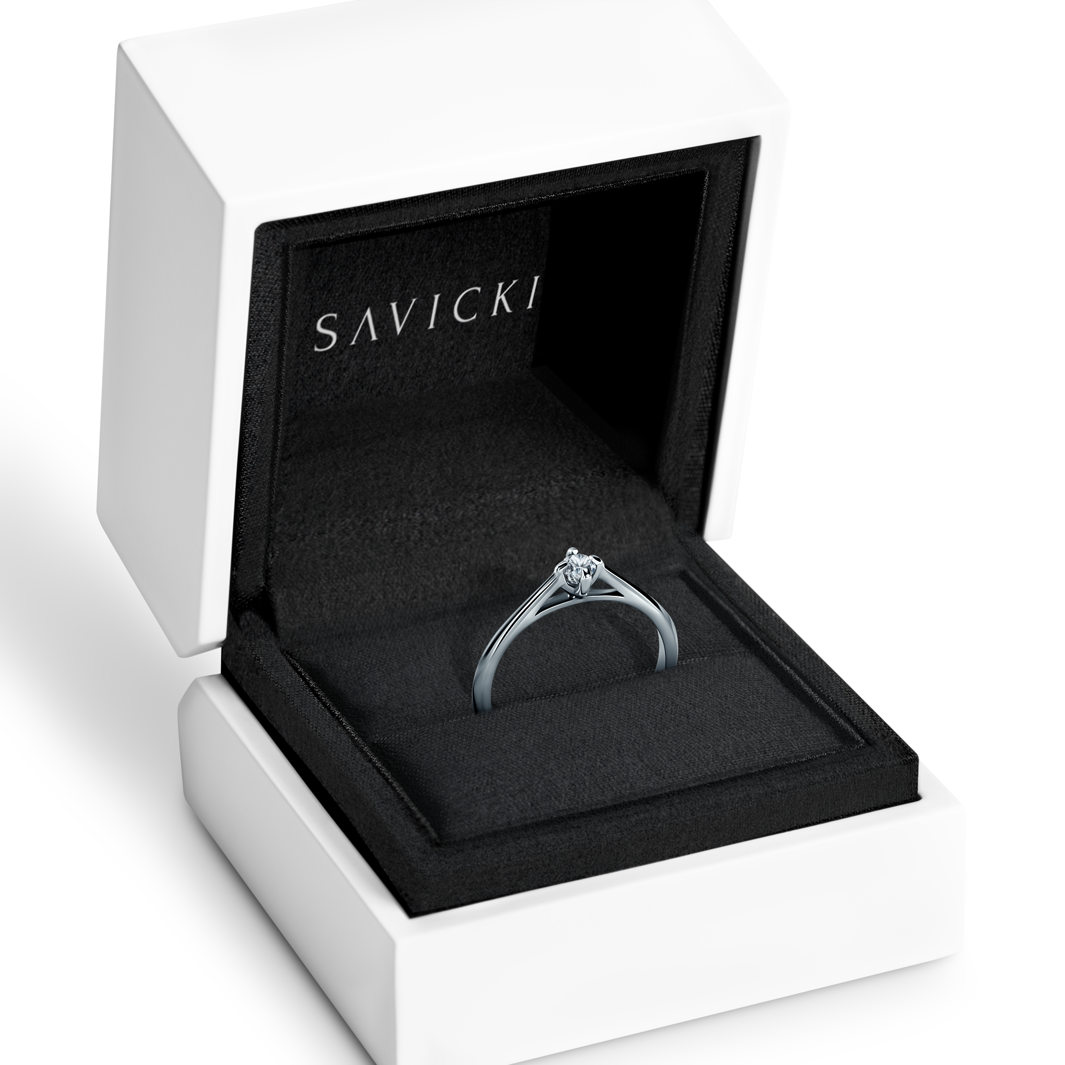 Pierścionek zaręczynowy The Light: białe złoto, diament laboratoryjny