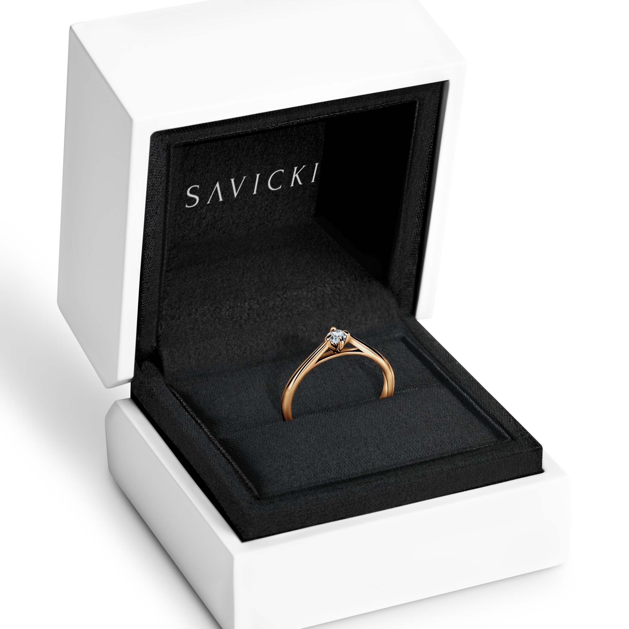 Pierścionek zaręczynowy The Light: złoty, diament laboratoryjny