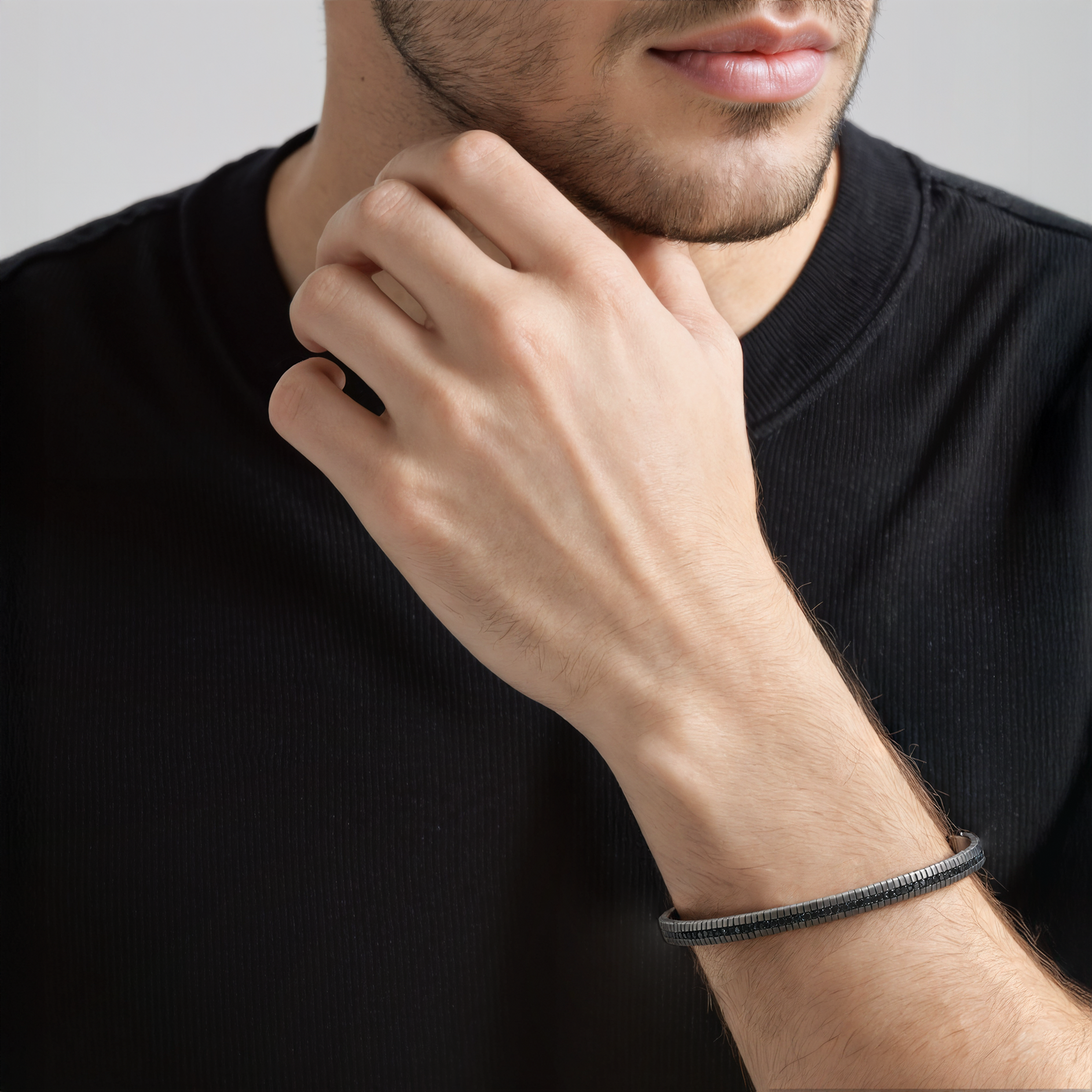 Bransoletka Savicki: srebro 925, czarne diamenty