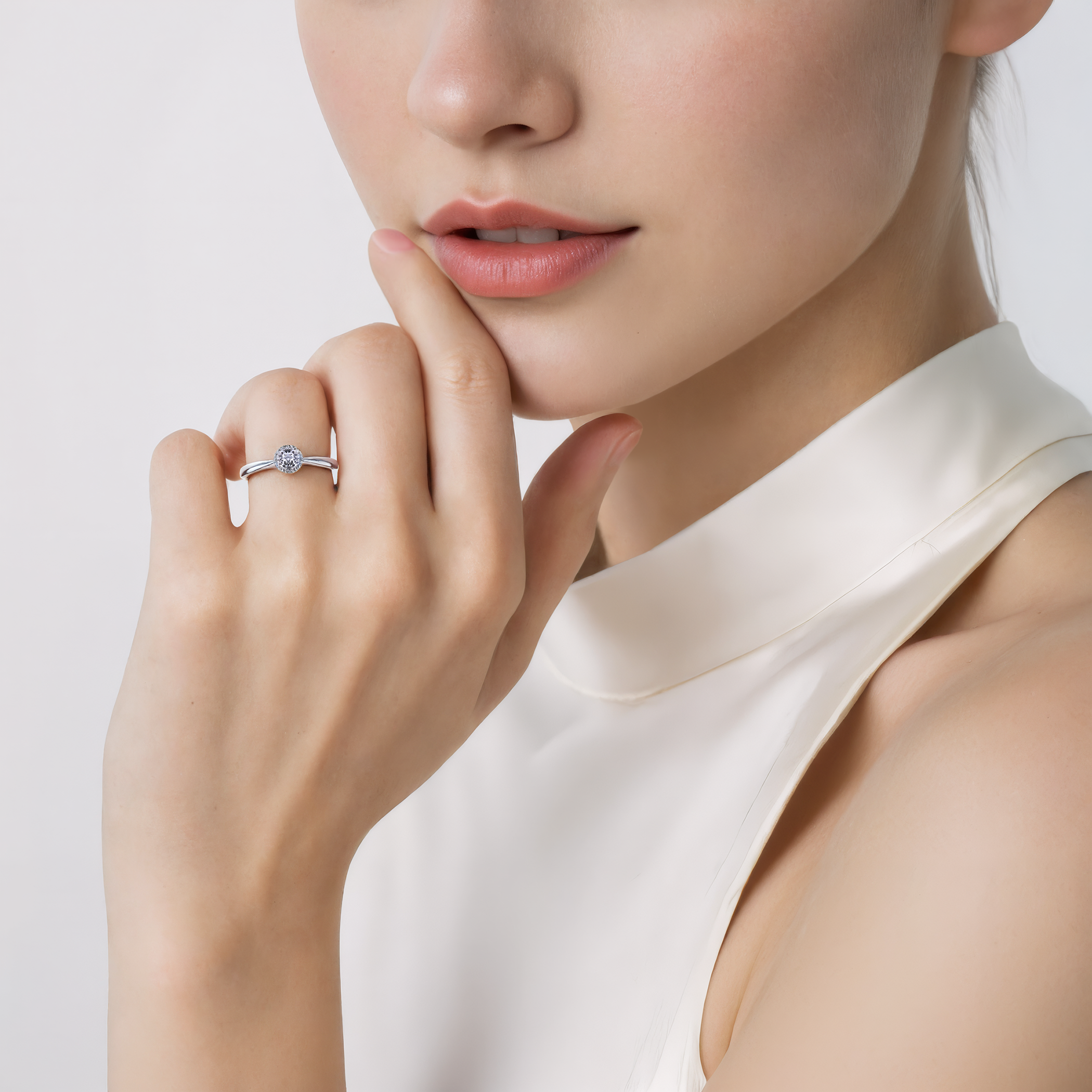 Pierścionek Savicki: białe złoto, diamenty - 6