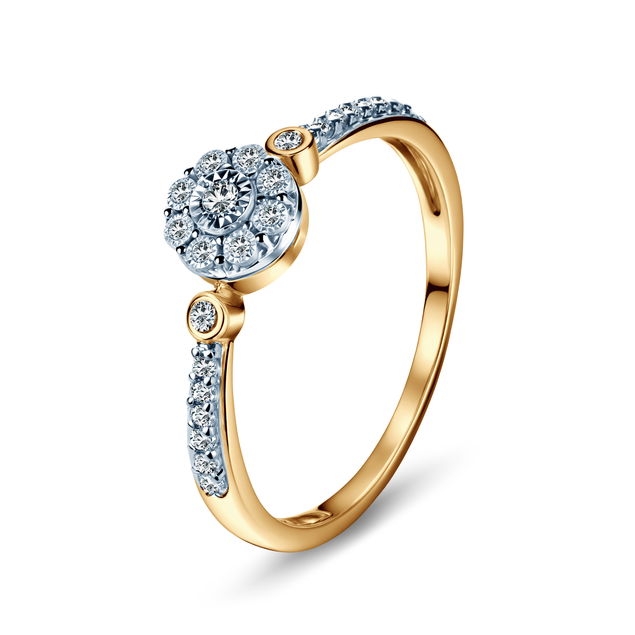 Pierścionek Savicki: dwukolorowe złoto, diamenty