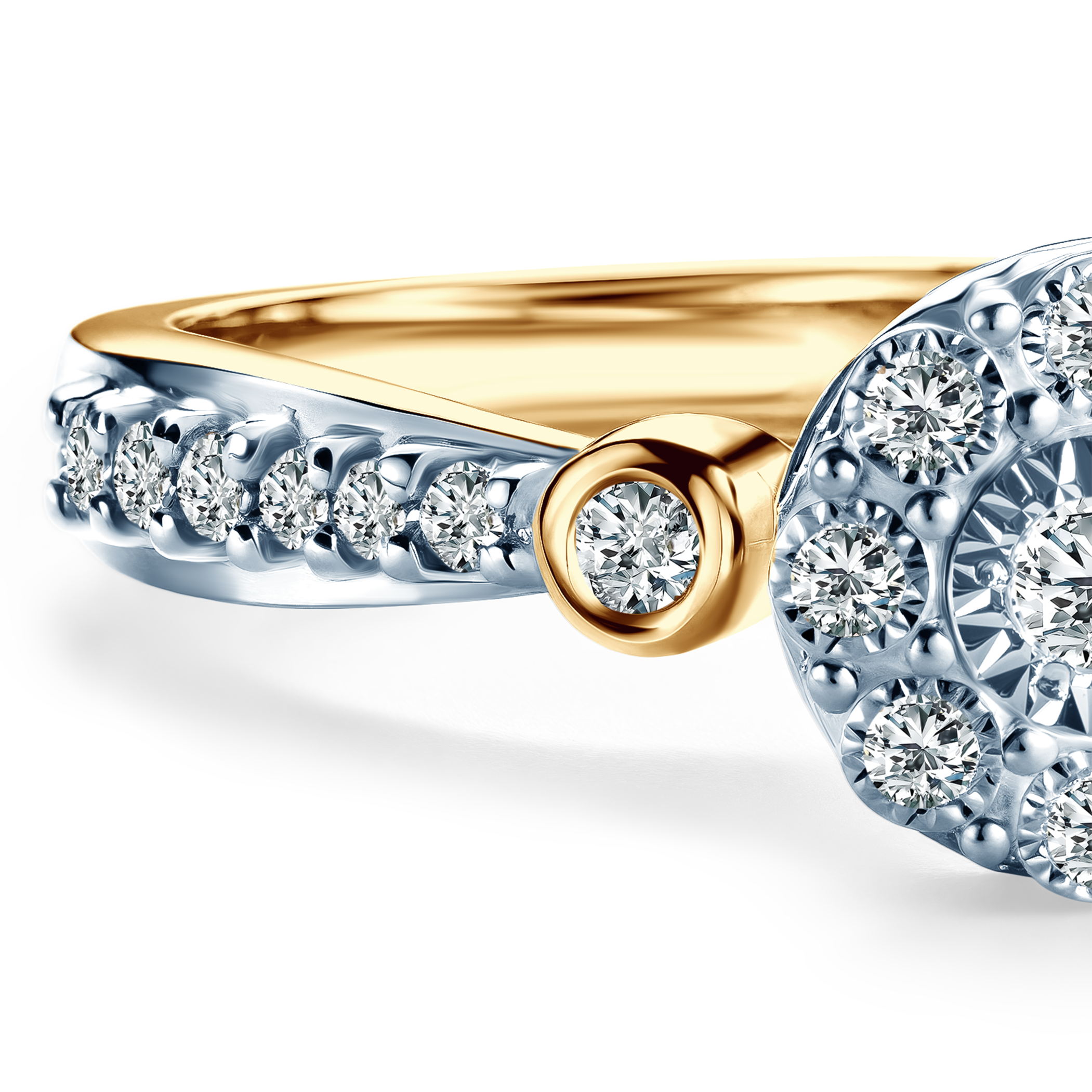 Pierścionek Savicki: dwukolorowe złoto, diamenty