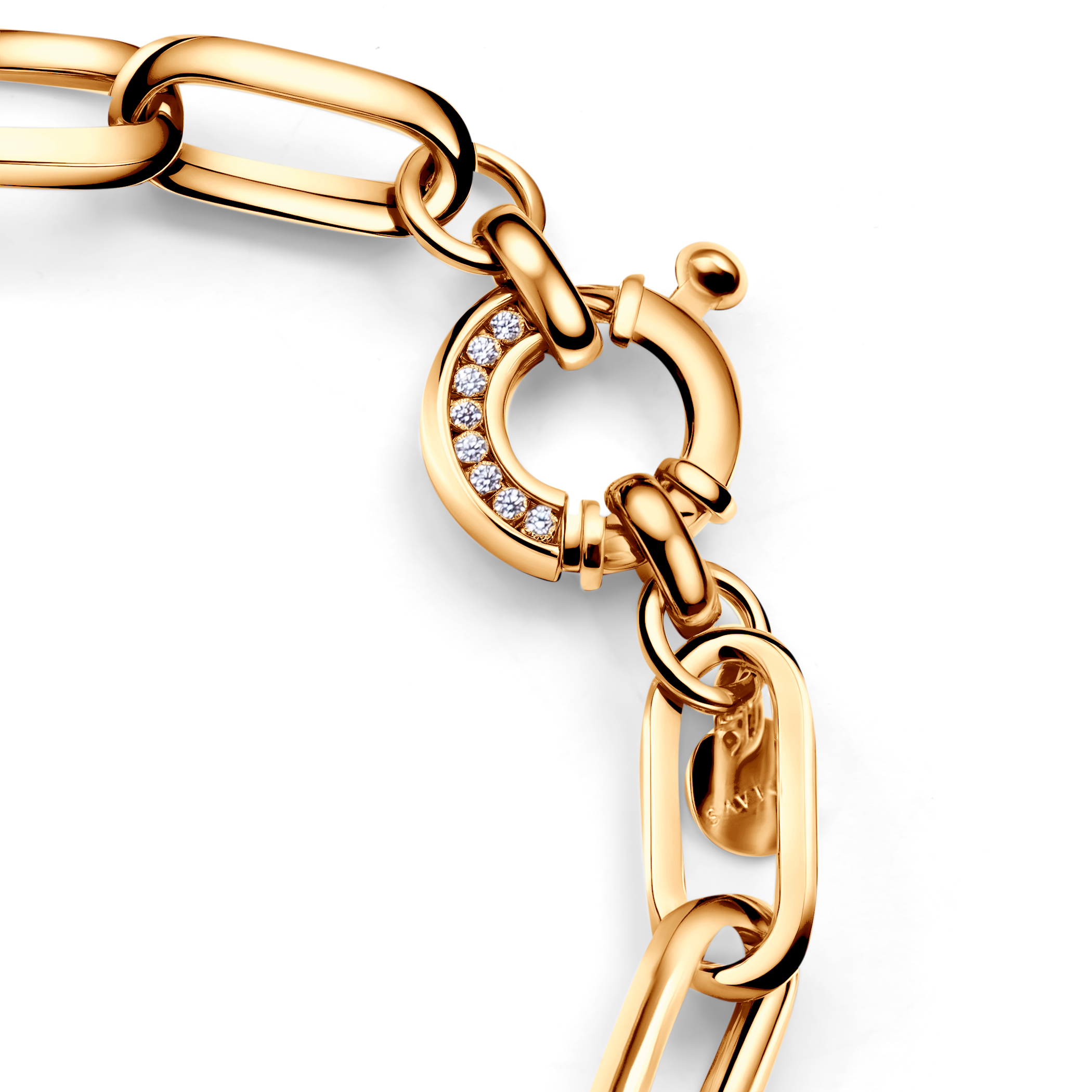 Bransoletka srebrna pozłacana z cyrkonią 7,6mm 19,5cm