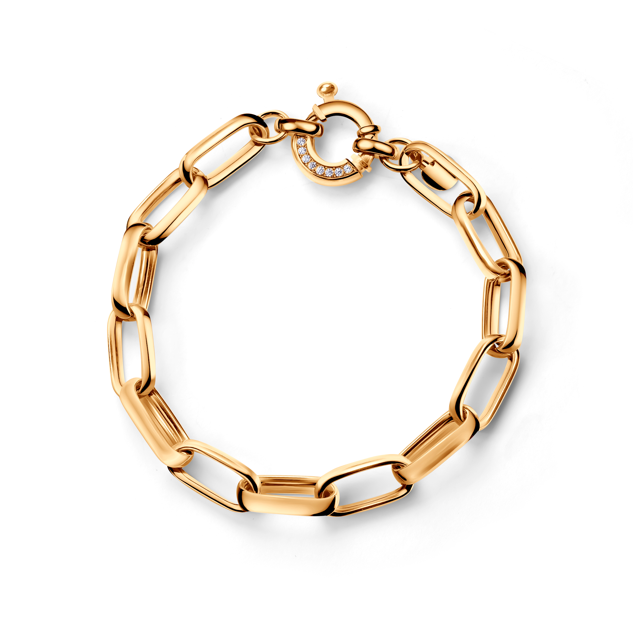 Bransoletka srebrna pozłacana z cyrkonią 7,6mm 19,5cm