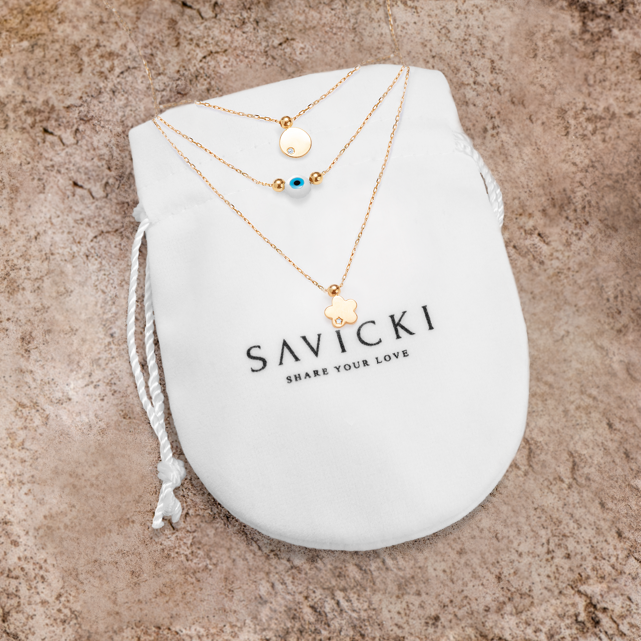 Halskette Savicki Kreis Auge Blume: Gold, Diamanten
