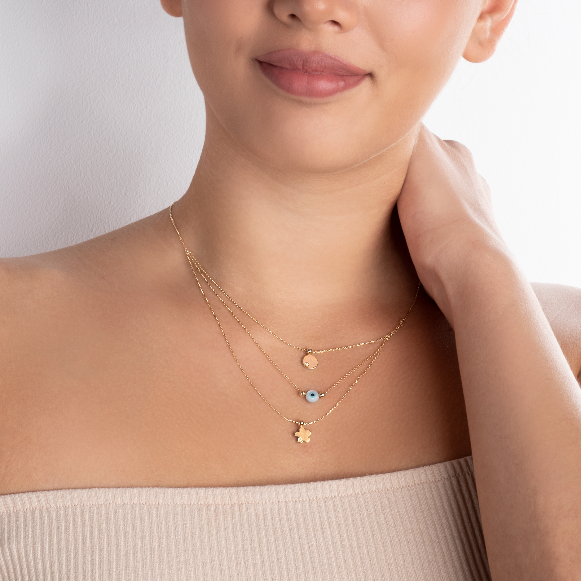 Halskette Savicki Kreis Auge Blume: Gold, Diamanten