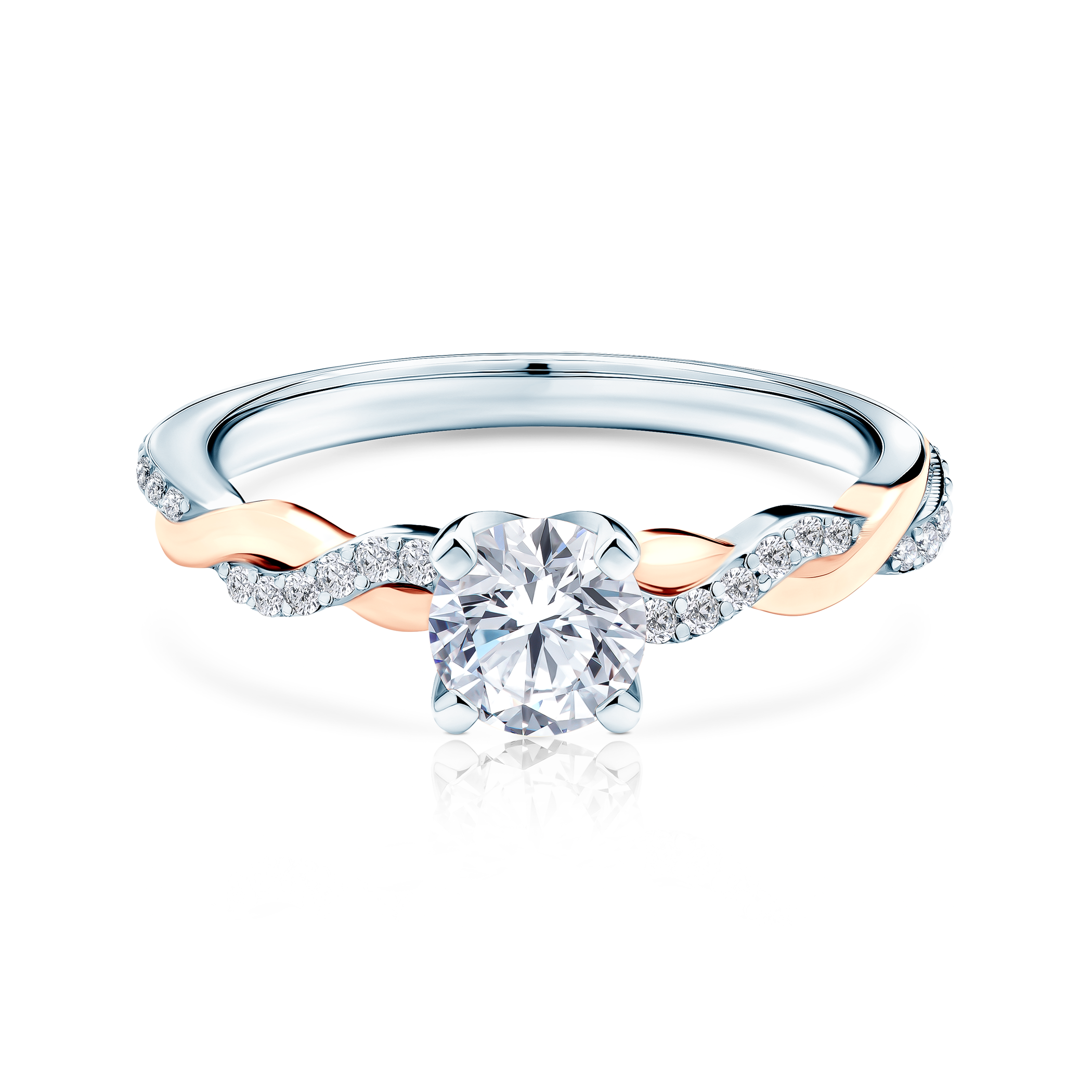 Pierścionek zaręczynowy SAVICKI: dwukolorowe złoto, diamenty