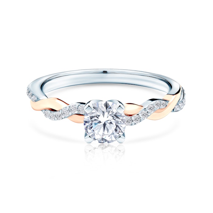 Pierścionek zaręczynowy SAVICKI: dwukolorowe złoto, diamenty