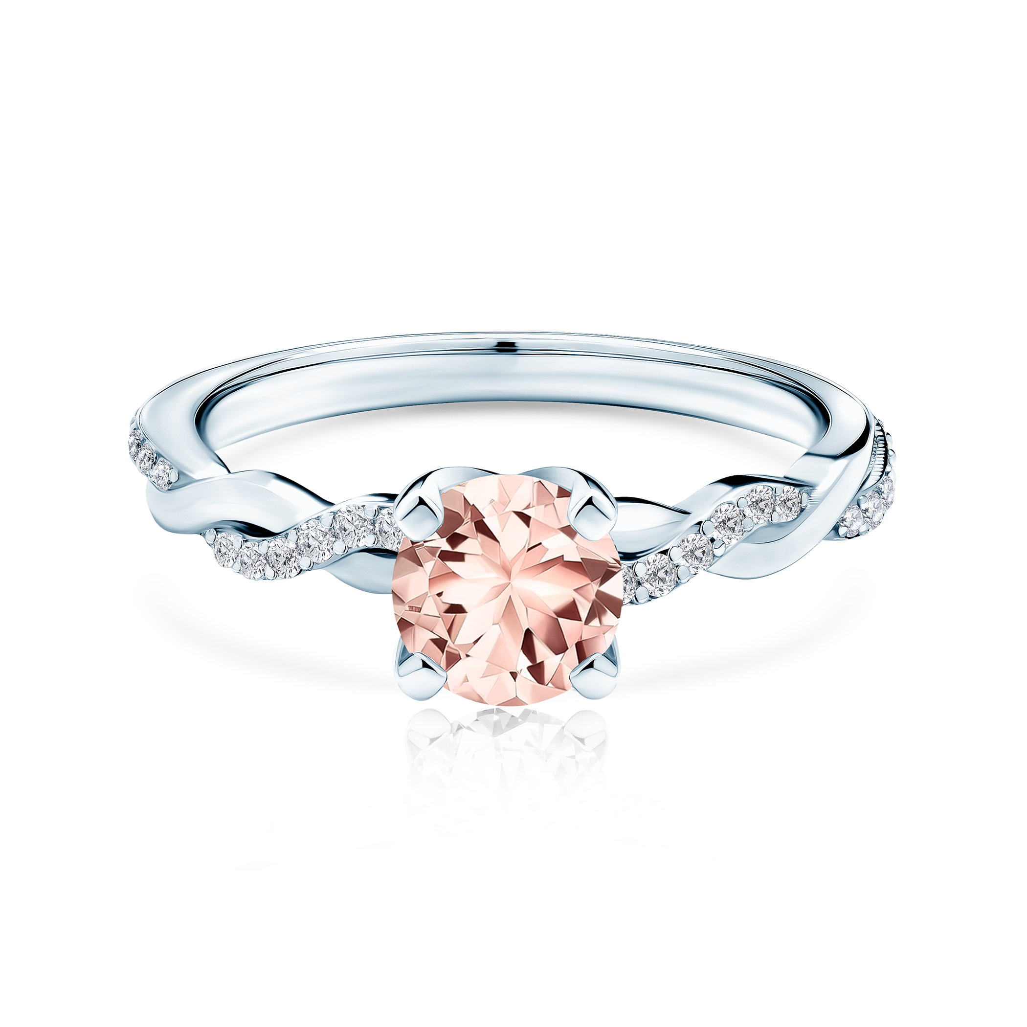 Pierścionek zaręczynowy SAVICKI: białe złoto, morganit