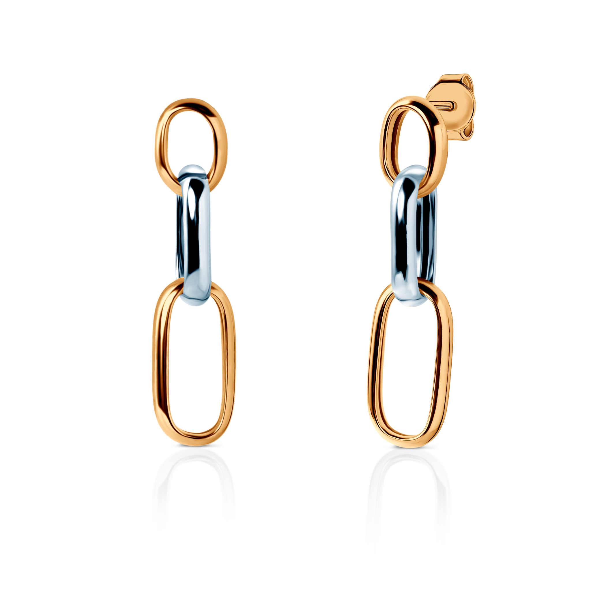 Kolczyki srebrne Dualéa, pozłacane