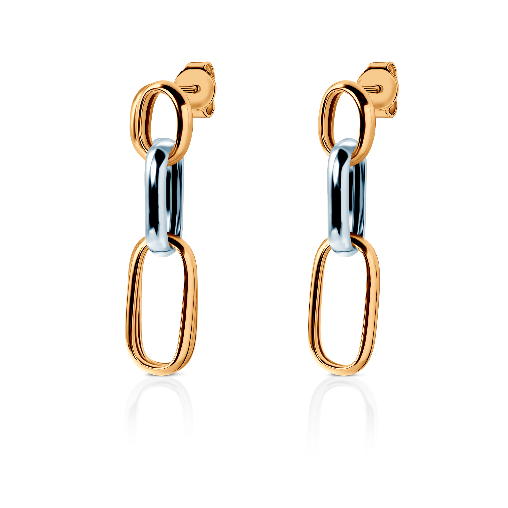 Kolczyki srebrne Dualéa, pozłacane