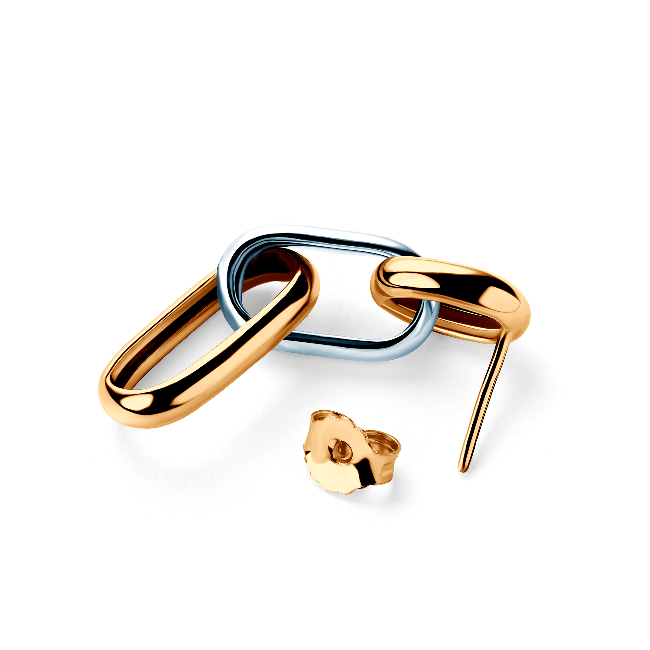 Kolczyki srebrne Dualéa, pozłacane