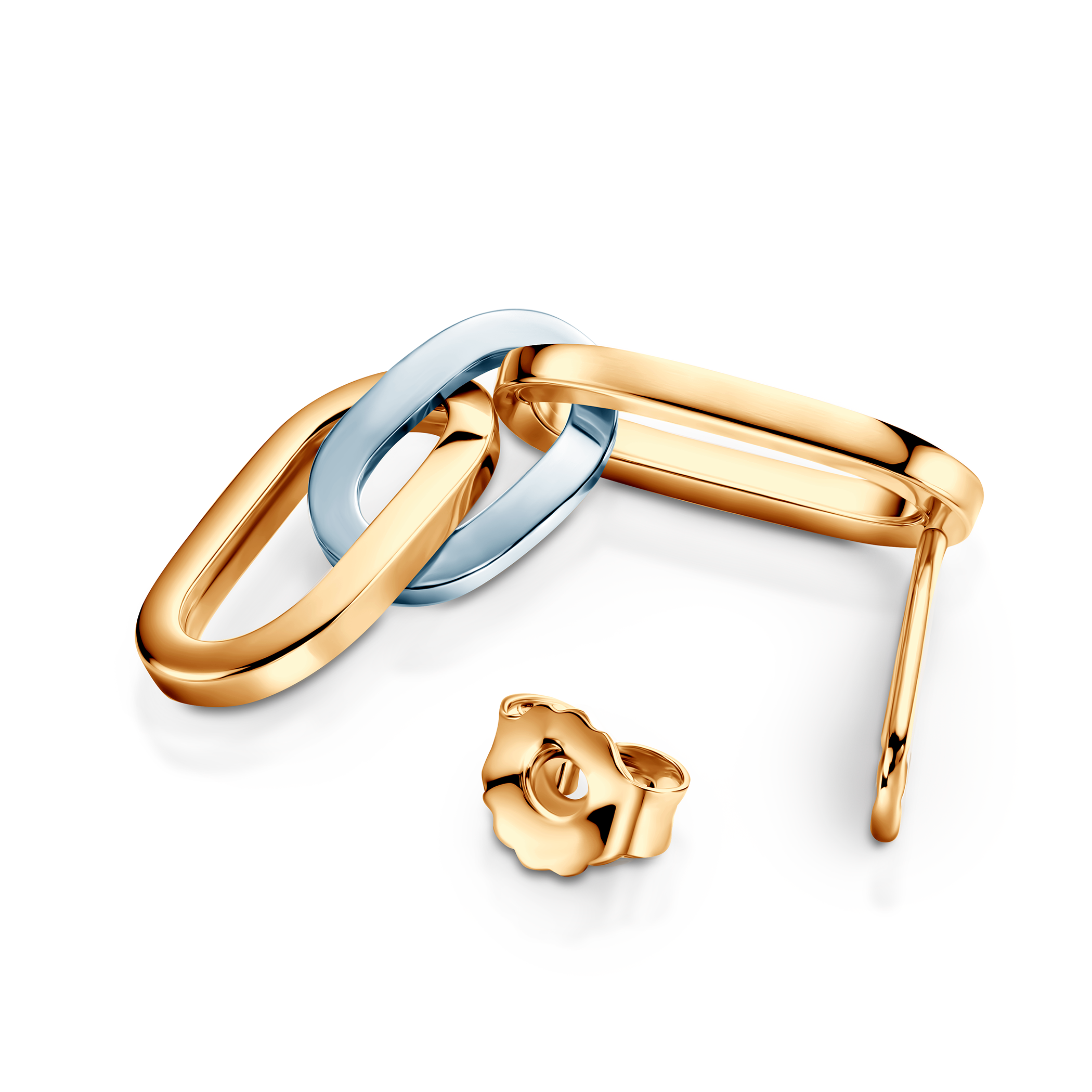 Kolczyki srebrne Dualéa, pozłacane