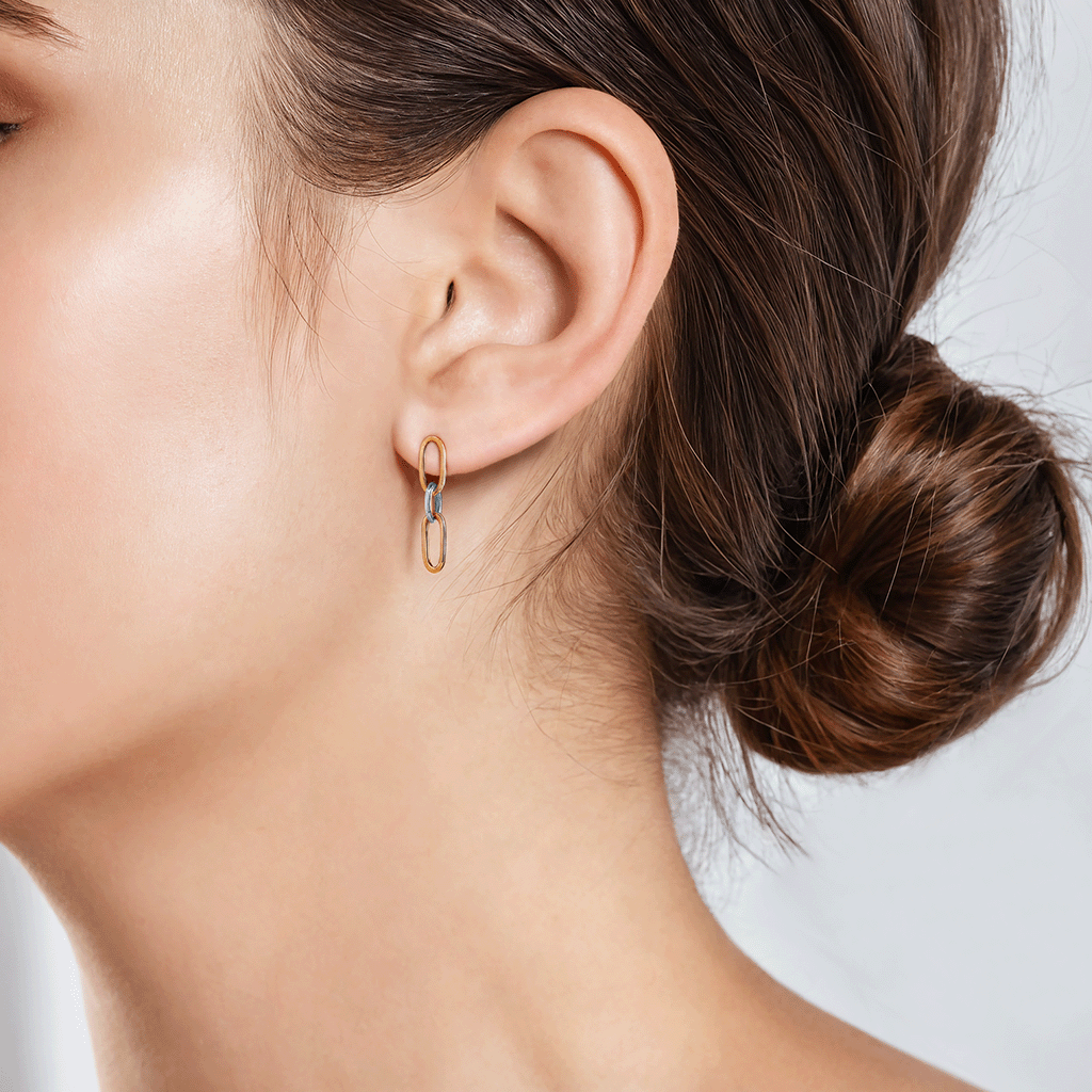 Kolczyki srebrne Dualéa, pozłacane