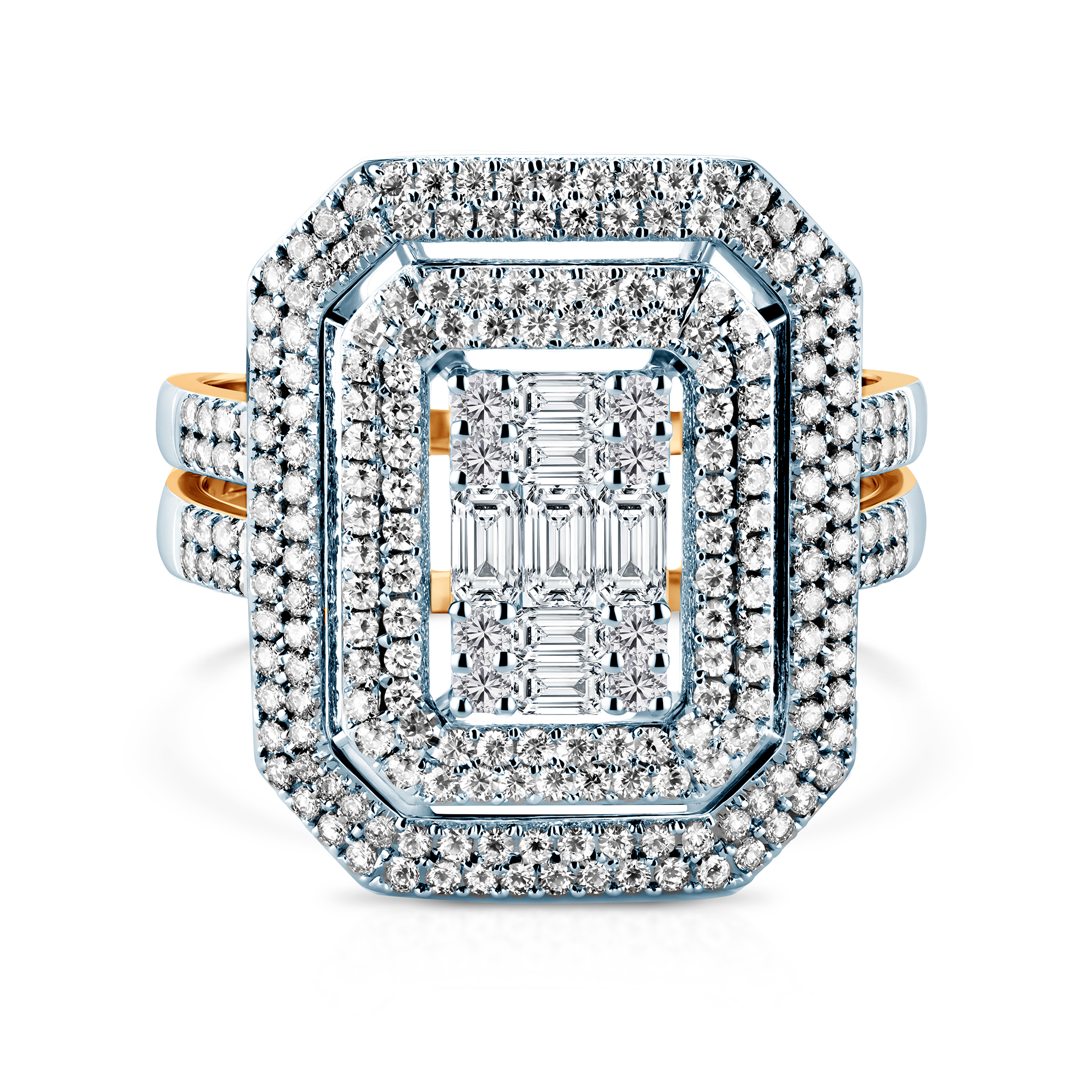 Pierścionek zaręczynowy Savicki: dwukolorowe złoto, diamenty