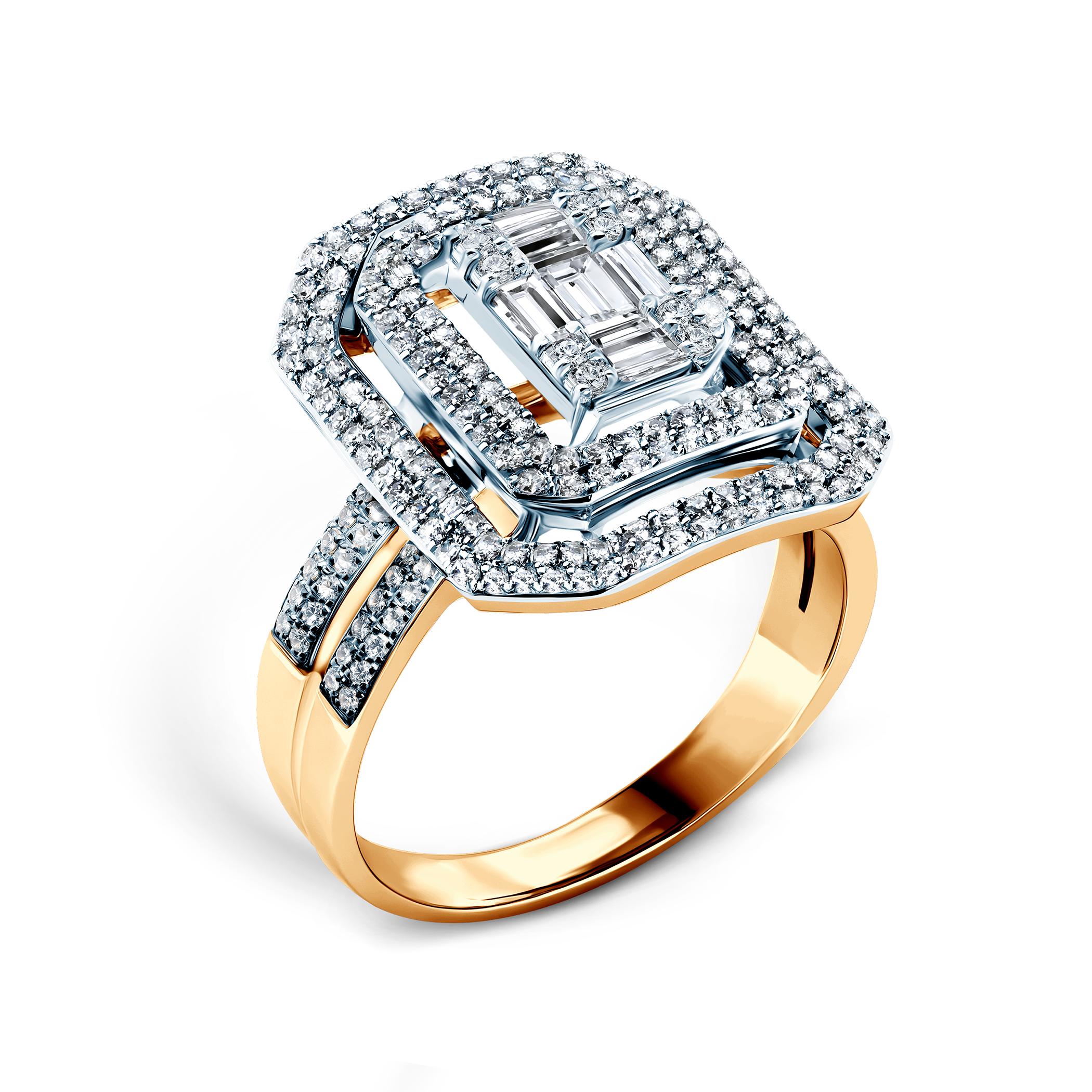 Verlobungsring SAVICKI: zweifarbiges Gold, Diamanten