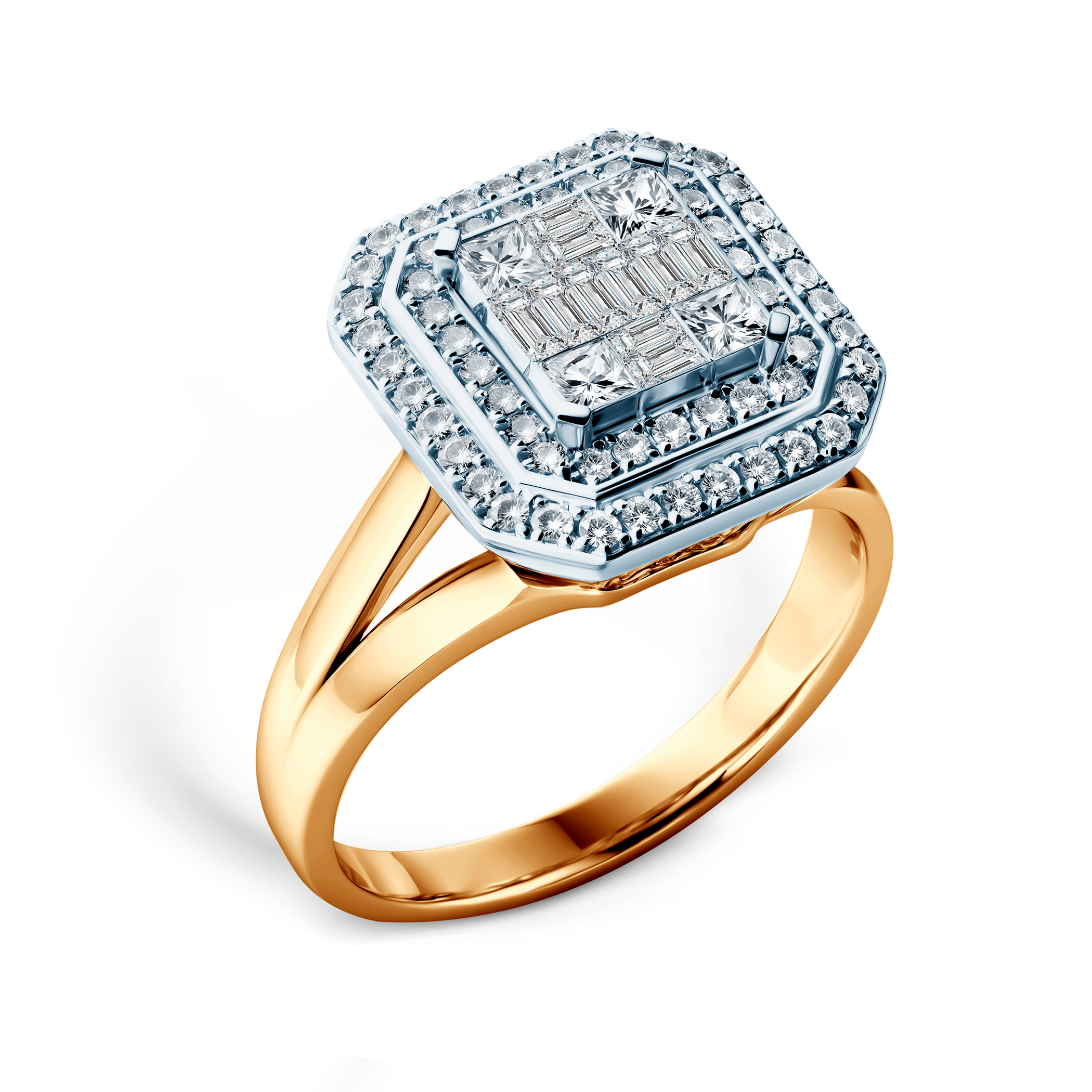 Verlobungsring SAVICKI: zweifarbiges Gold, Diamanten