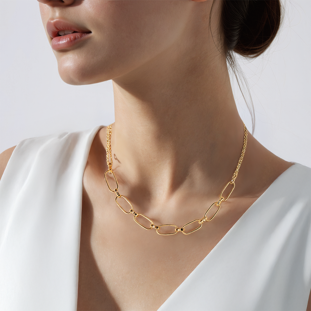 Naszyjnik srebrny pozłacany 48 cm - 6