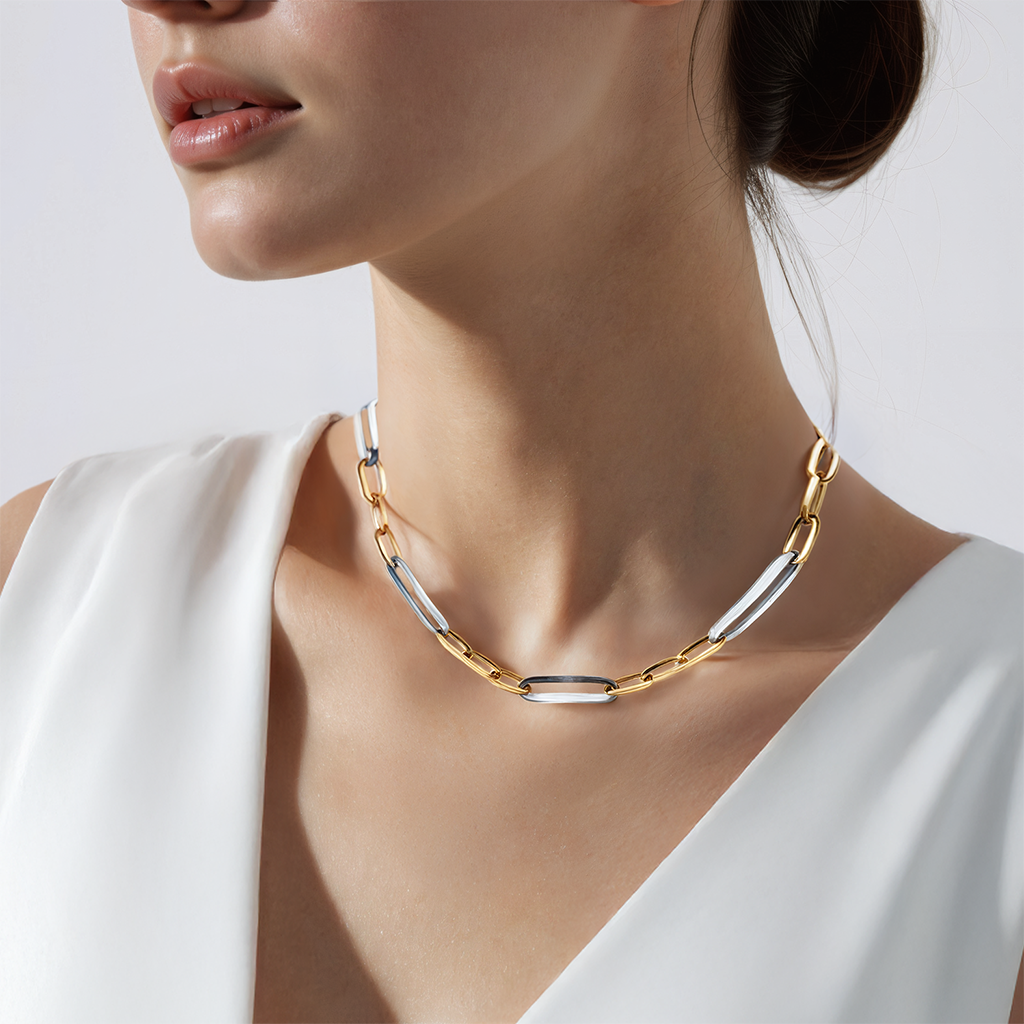 Naszyjnik srebrny pozłacany 45,5 cm - 6