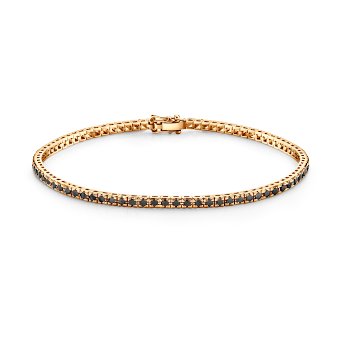 Luminy tennis bracelet 1.9 mm: gold, black diamonds