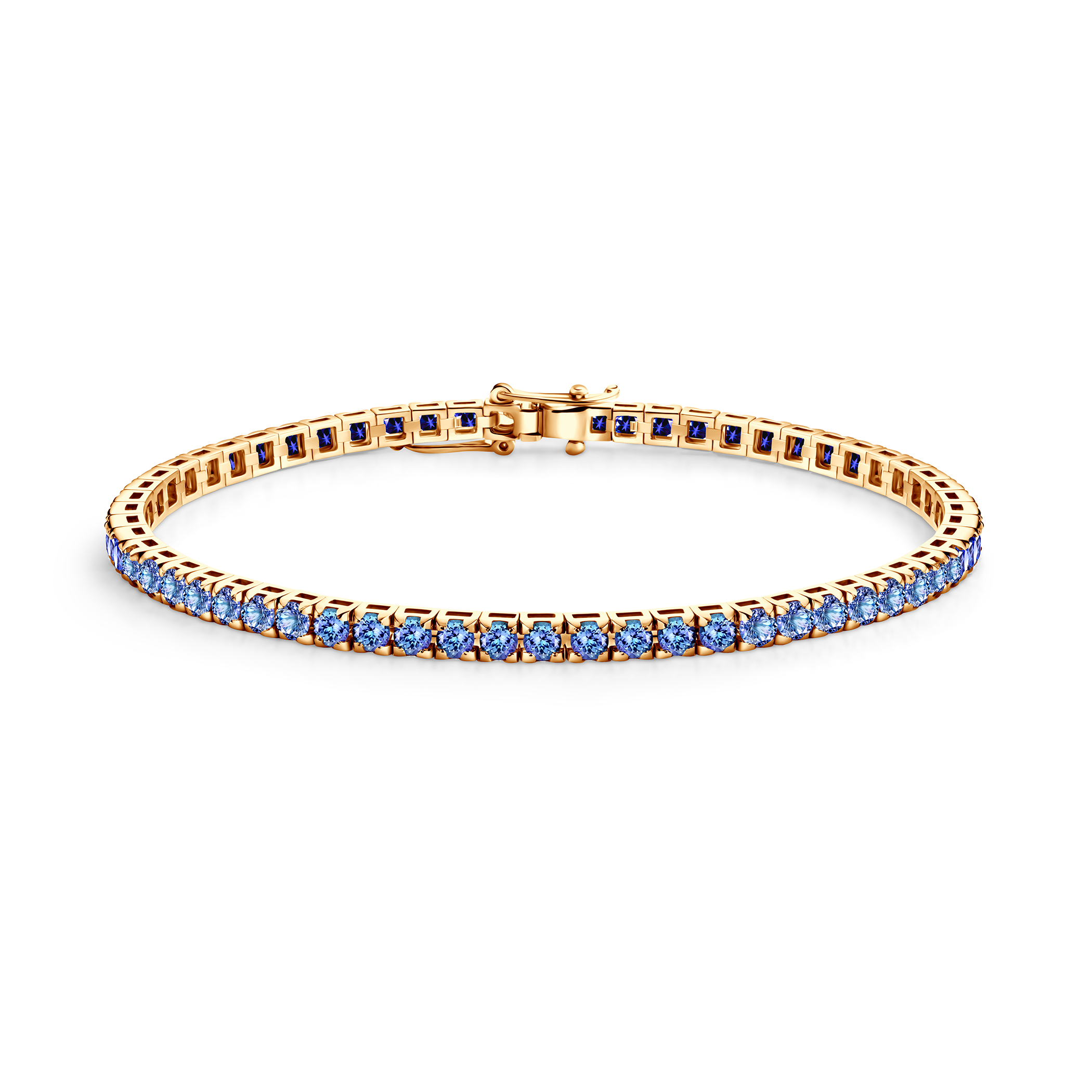 Luminy tennis bracelet 3.0 mm: gold, tanzanites