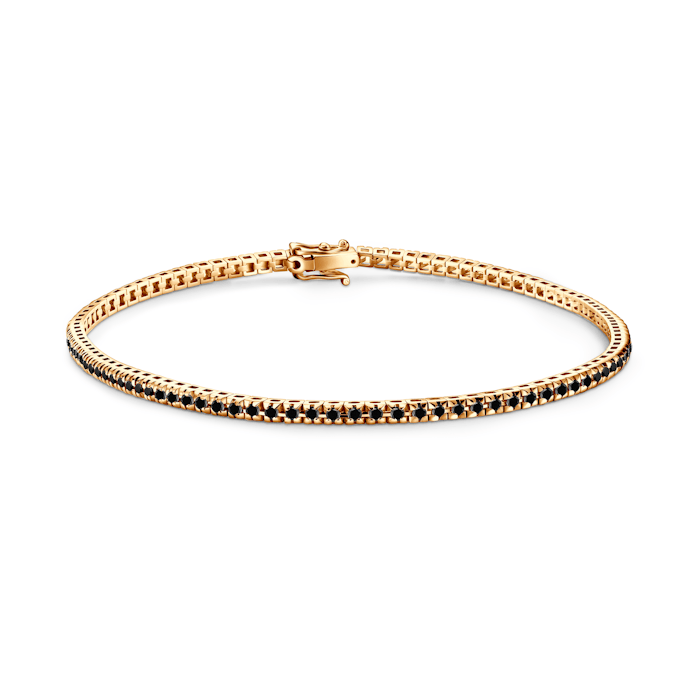 Luminy tennis bracelet 1.9 mm: gold, black diamonds