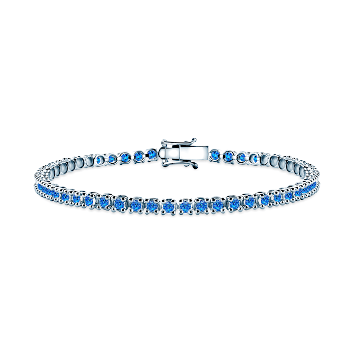 Luminy tennis bracelet 3.2 mm: white gold, blue sapphires