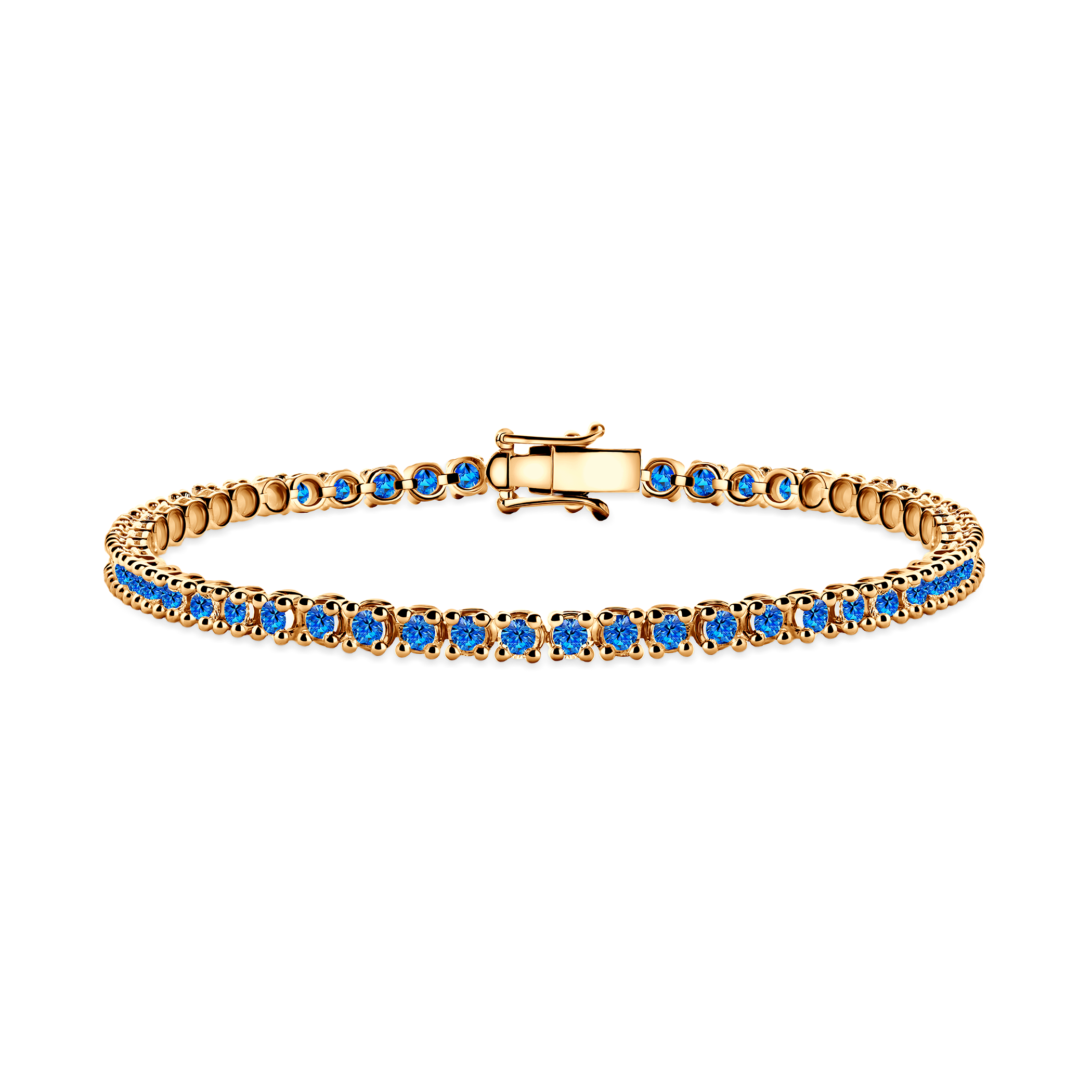 Tenisový náramek Luminy 3,2 mm: zlato, modré safíry