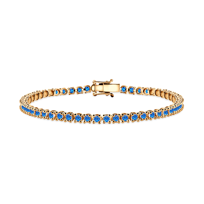 Tenisový náramek Luminy 3,2 mm: zlato, modré safíry
