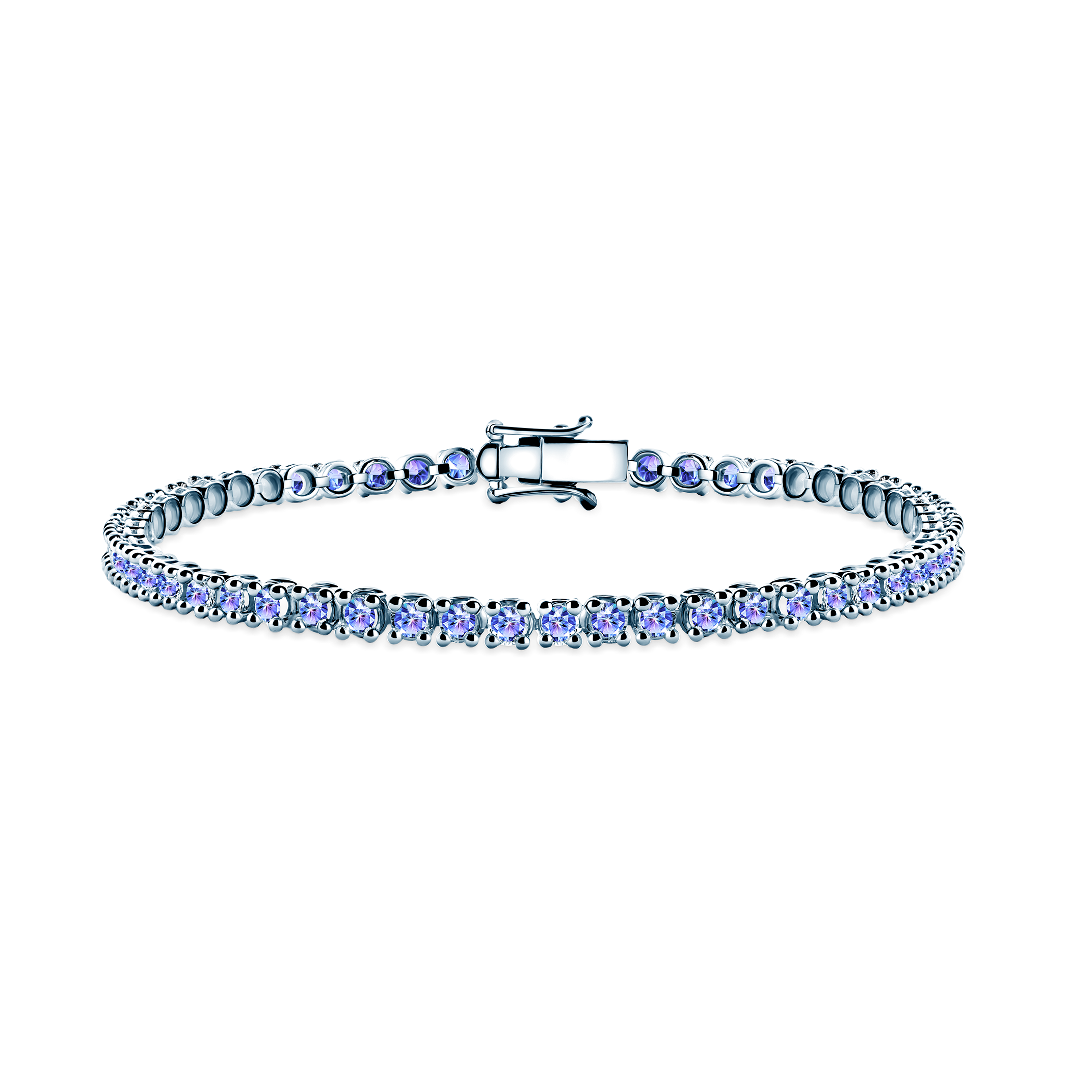 Tenisový náramek Luminy 3,2 mm: bílé zlato, tanzanity